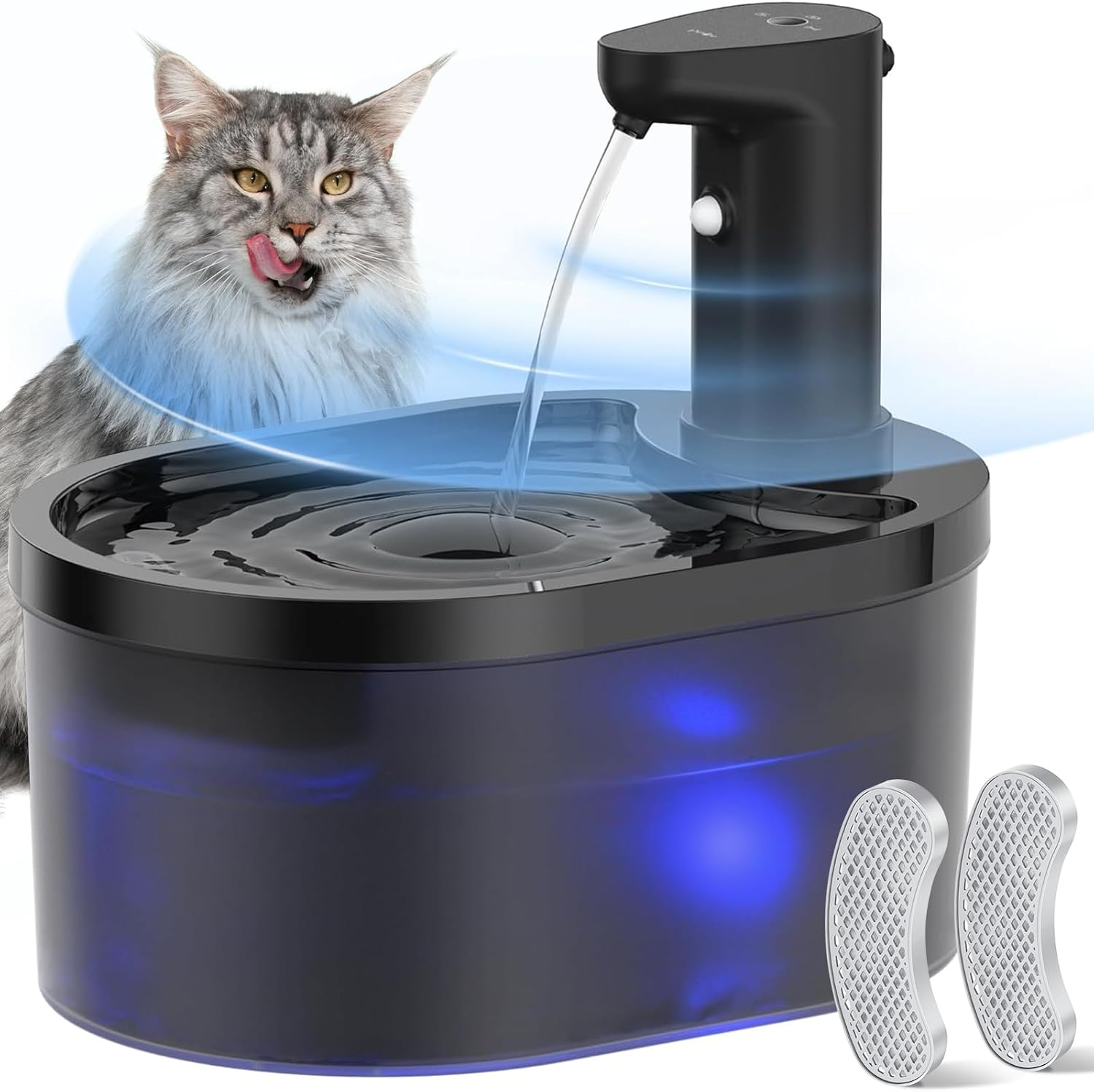 Cat Water Fountain Battery Operated with Motion Sensor, Automatic 3.2L Pet Water Fountain for Cats Dogs,Wireless Ultra Quiet Cat Drinking Fountain