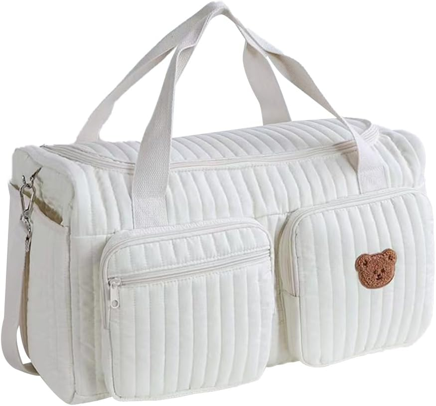 Floral Quilted Duffle Bag for Women Cotton Coquette Bag Large Floral Travel Duffle Weekend Bag with Adjustable Carry Strap