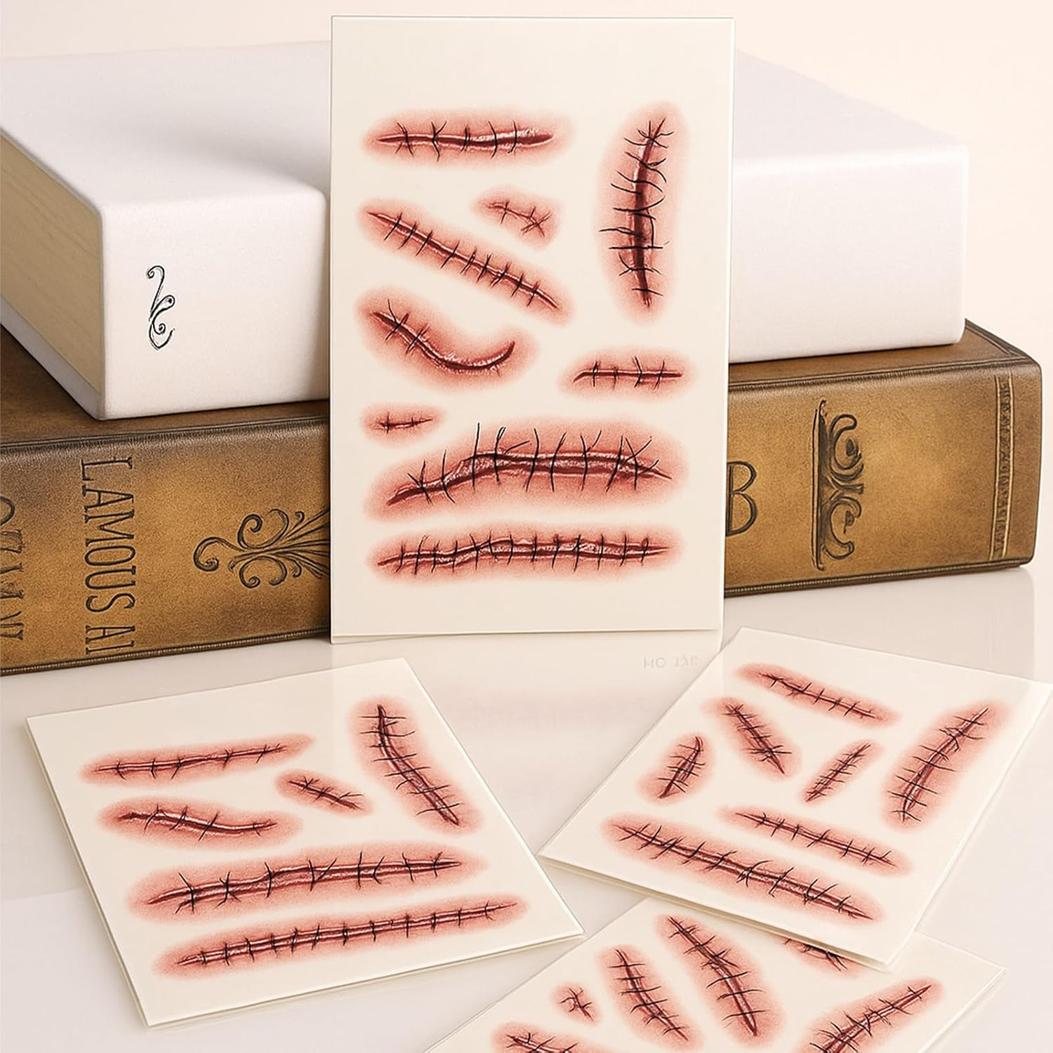 Damaill Realistic Scab Temporary Stickers - 3D Fake Skin & Scar Tattoos for Halloween, Waterproof Wound Effects for Costumes & Pranks image number 1