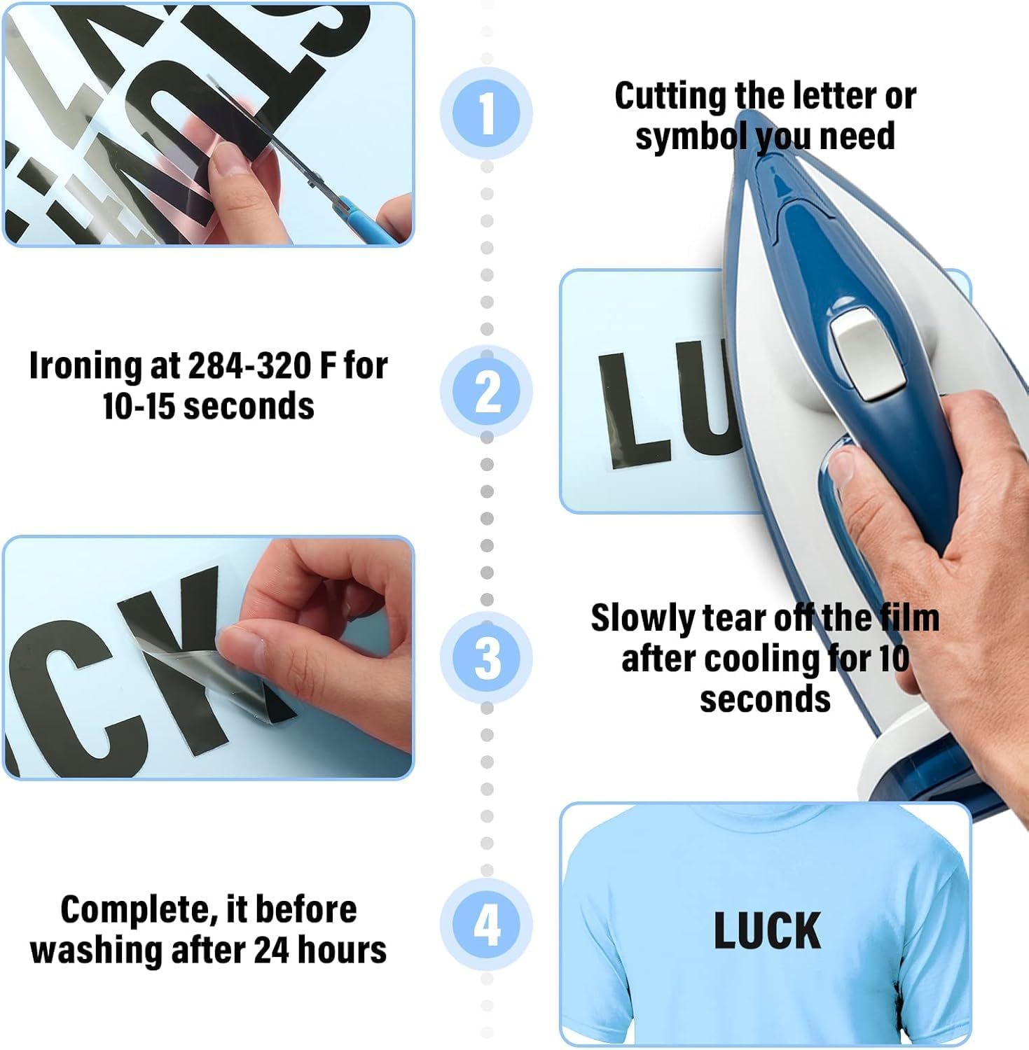 500 Pieces Iron on Letters and Numbers, 2 Inch Iron on Vinyl Letters for Clothing, Heat Transfer Letters with A-Z PU Alphabets Sticker, Iron on Letters for Fabric,T-Shirt Printing DIY Craft（12 Sheets ） image number 5