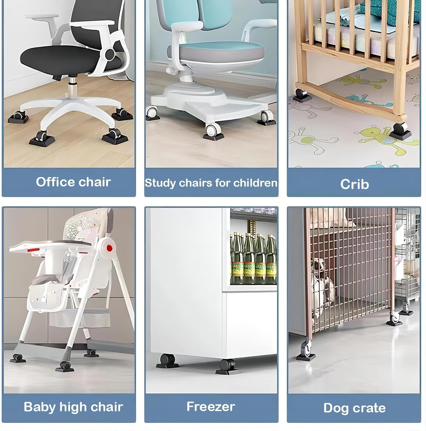 10Pcak Black Furniture Pads Rubber Caster Cups, Wheel Stoppers to Prevent Sliding for Sofa Bed Hardwood Floor House Office Chair Wheels 3.15In image number 2