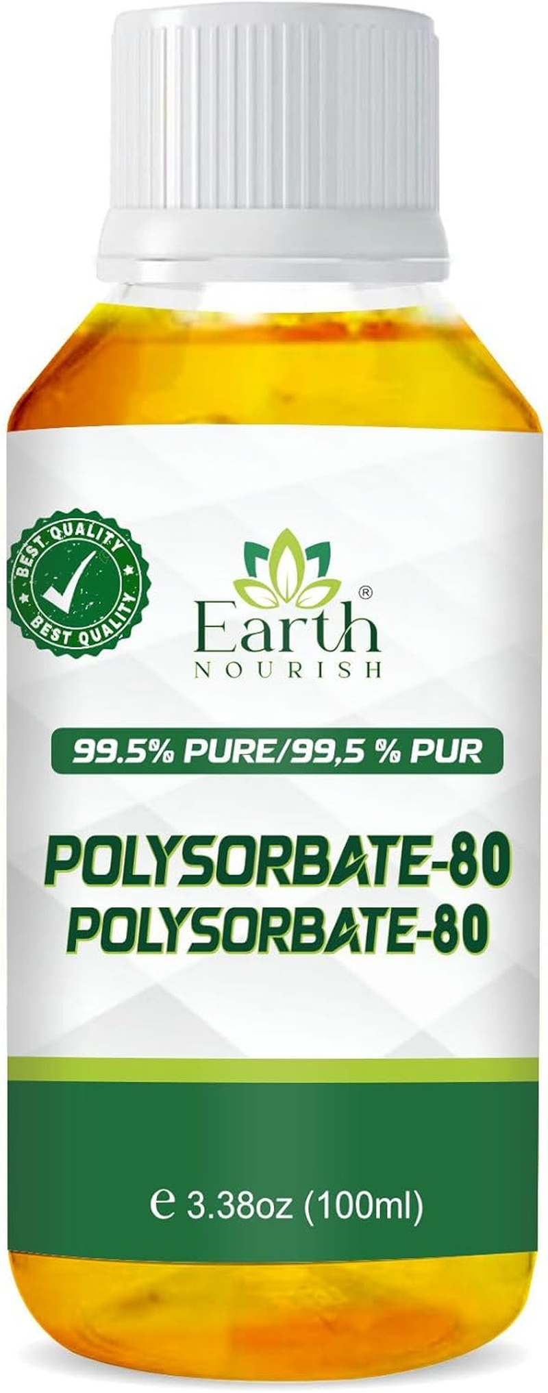 Earth Nourish Polysorbate 80 3.38 Fl Oz / 100Ml &ndash; Cosmetic Grade Emulsifier for Bath Bombs, Lotions, Creams & DIY Skincare Formulations
