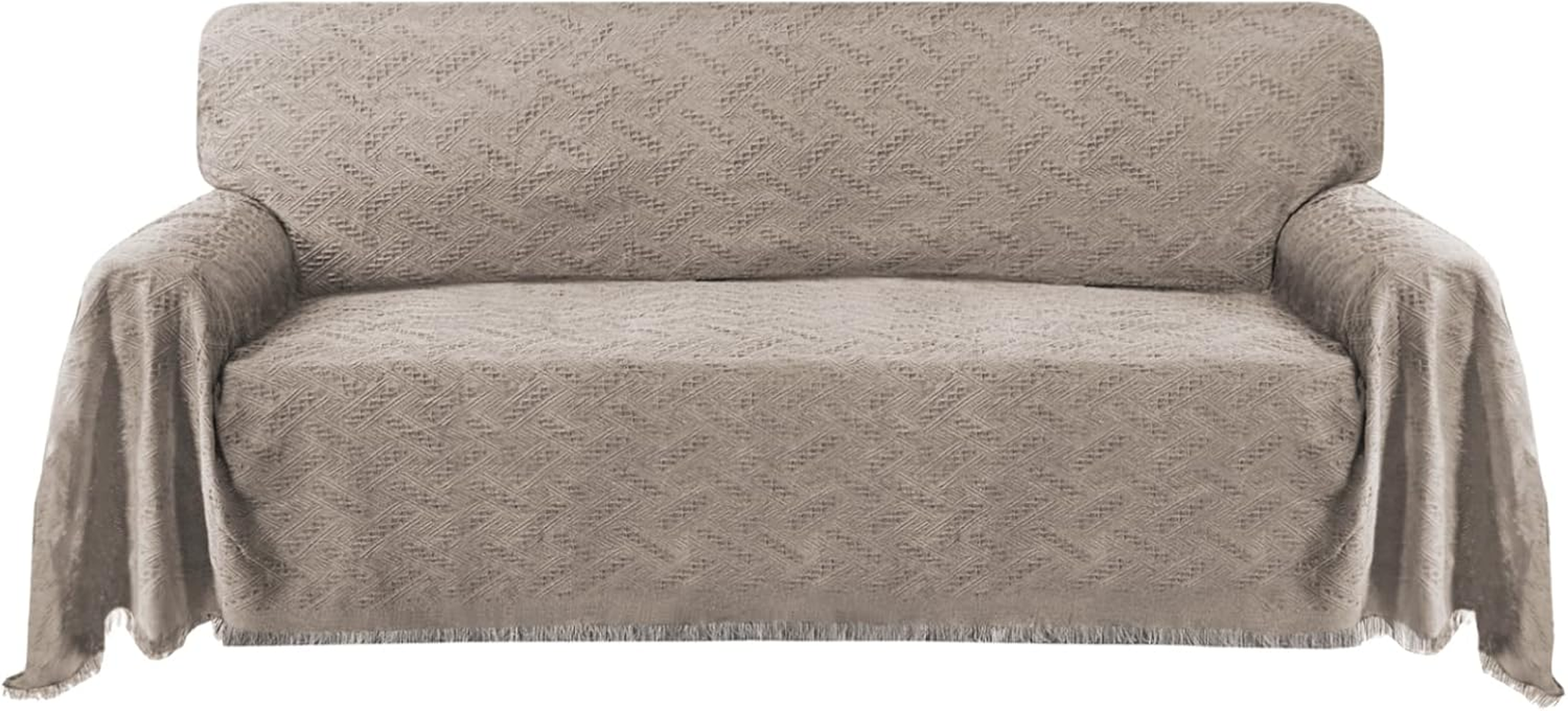 H.VERSAILTEX Cotton Sofa Cover Couch Covers Sand Couch Protector Sofa Throw Cover for Couches Washable Sectional Sofa Couch Cover for Dogs Feature Geometrical Woven Fabric(180Cm X 260Cm, Large, Sage)