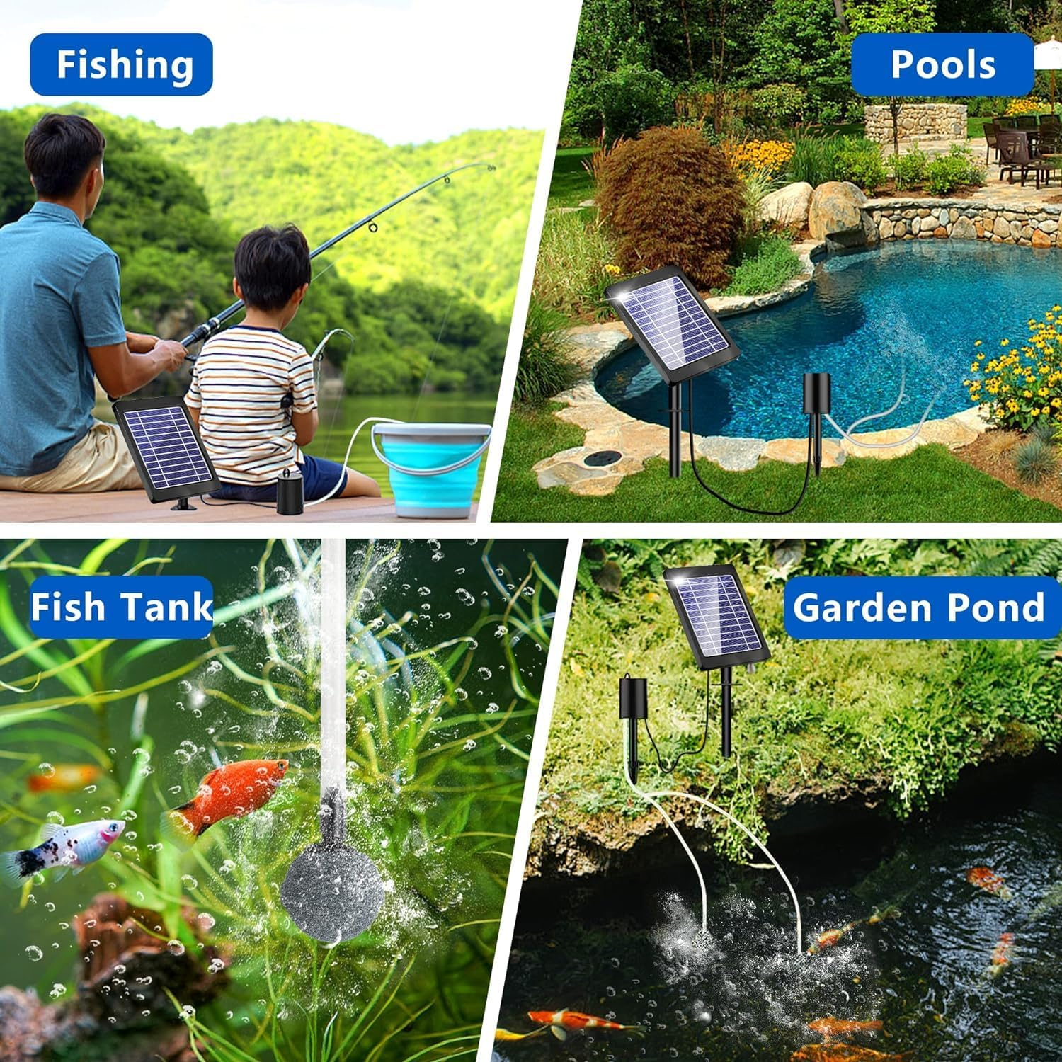 Solar Pond Aerator - 4W Aquarium Air Pump Oxygenator with 3 Modes, Battery Powered for Outdoor Ponds, Small Fish Pools, Stock Tanks, Hydroponics image number 5