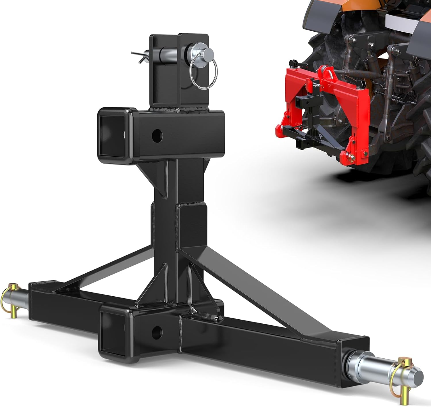 Green 3 Point Hitch Receiver with Dual 2&rdquo; Receiver, 3 Point Trailer Hitch for Tractor, Fit for Standard/5Th Wheel/Goose Neck Connections, 3 Pt Quick Hitch Farm Equipment and Subcompact Trailer Hitch