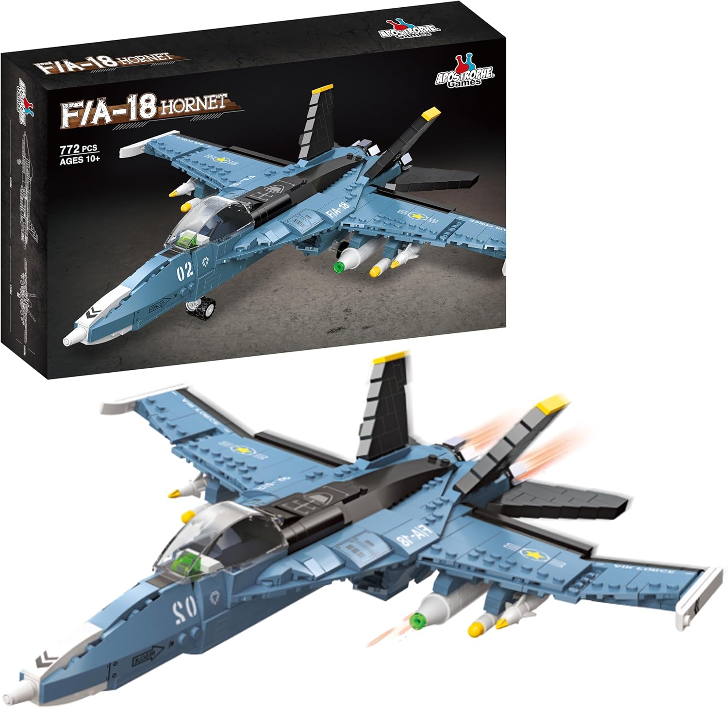 Apostrophe Games F/A-18 Hornet Fighter Jet Building Block Set - 772 Pcs - Air Force Jet Building Block Plane Toy for Kids Older than 10 and Adults &ndash; Compatible with All Building Bricks image number 5