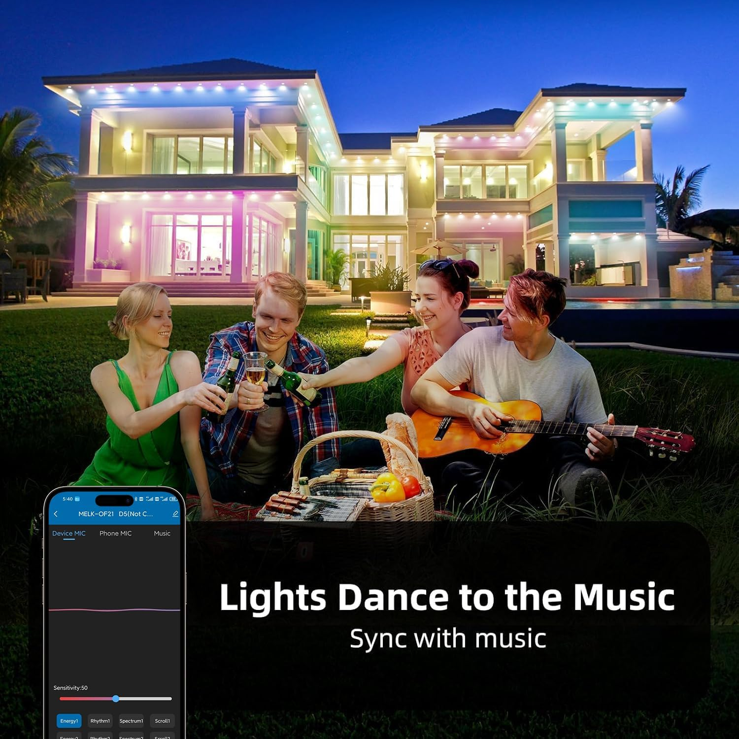 TONGLIN Permanent String Lights Outdoor, 30 Meter Smart RGB Outdoor Lights Decor with 60 Leds, App and Remote Control, IP67 Waterproof, House Roof Outdoor Lighting for Party, Garden, Valentine'S Day