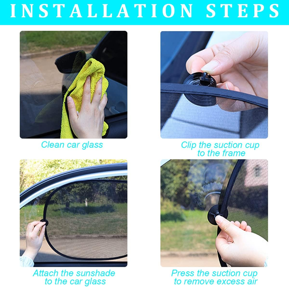 Car Rear Window Sunshade with Suction Cup, Sun UV Rays Protection for Car Back Window, Sunlight Shield Blocker Mesh Cover for Rear Facing Seats, Car Accessories for Baby, Pets, Children （39"X19"/Rear） image number 6