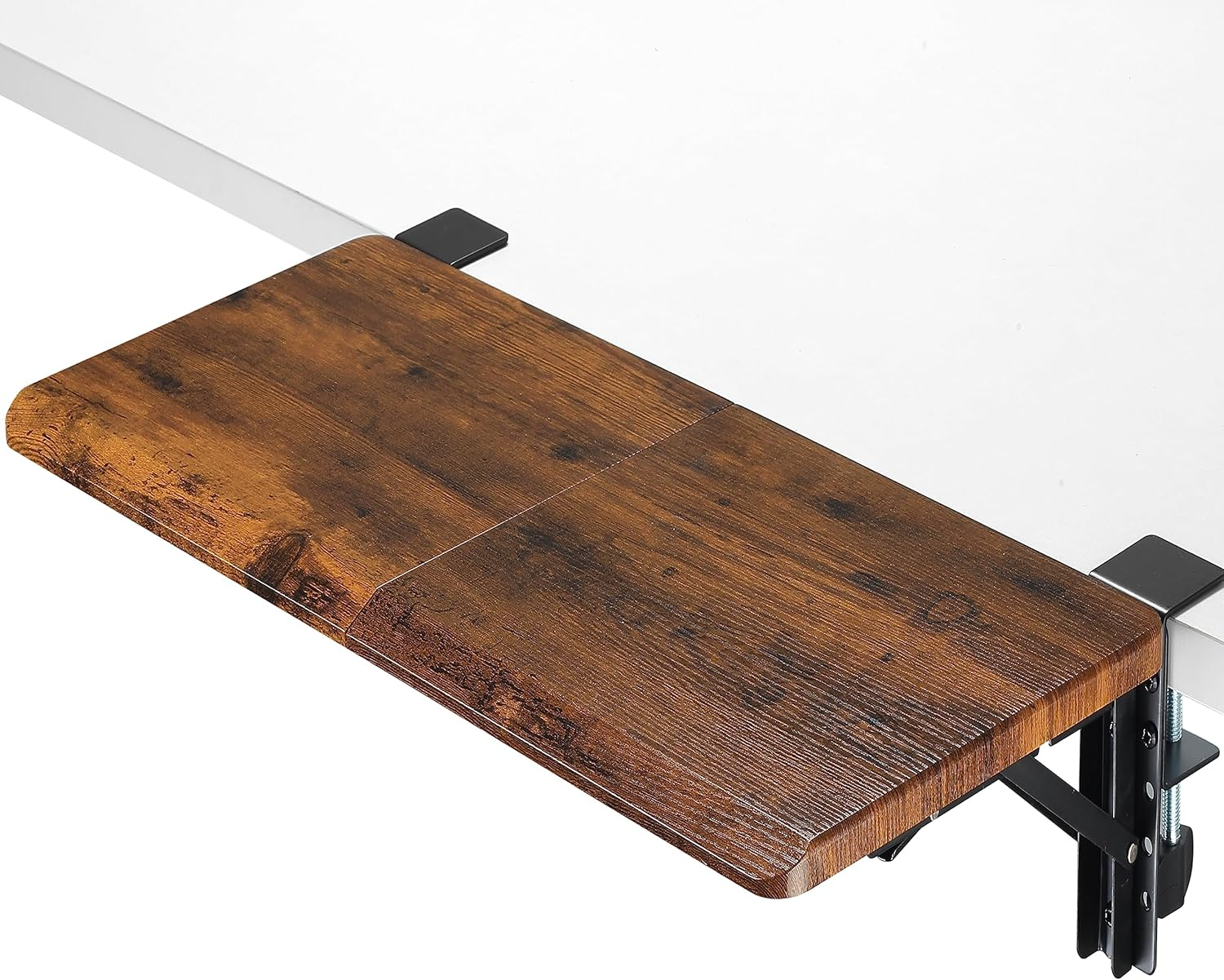 ETHU Ergonomics Desk Extender Tray, Large-Size Foldable Keyboard Tray Clamp On, Table Mount Desk Extender Shelf under Desk Armrest Support for Desk (Wood)