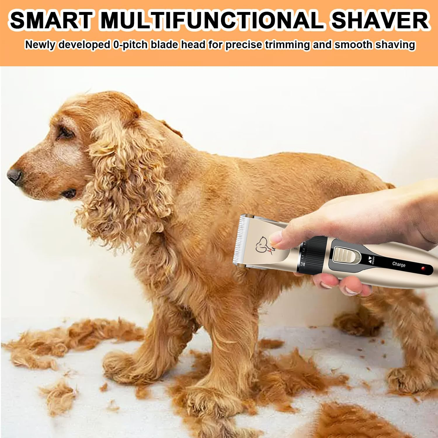 Dog Clippers, Dog Grooming Kit, Rechargeable with Comb Guide. Pet Grooming Kit, Dog Nail Polisher/File/Scissors. with 4 Cutter Heads for Dogs, Cats and Other Pets image number 5