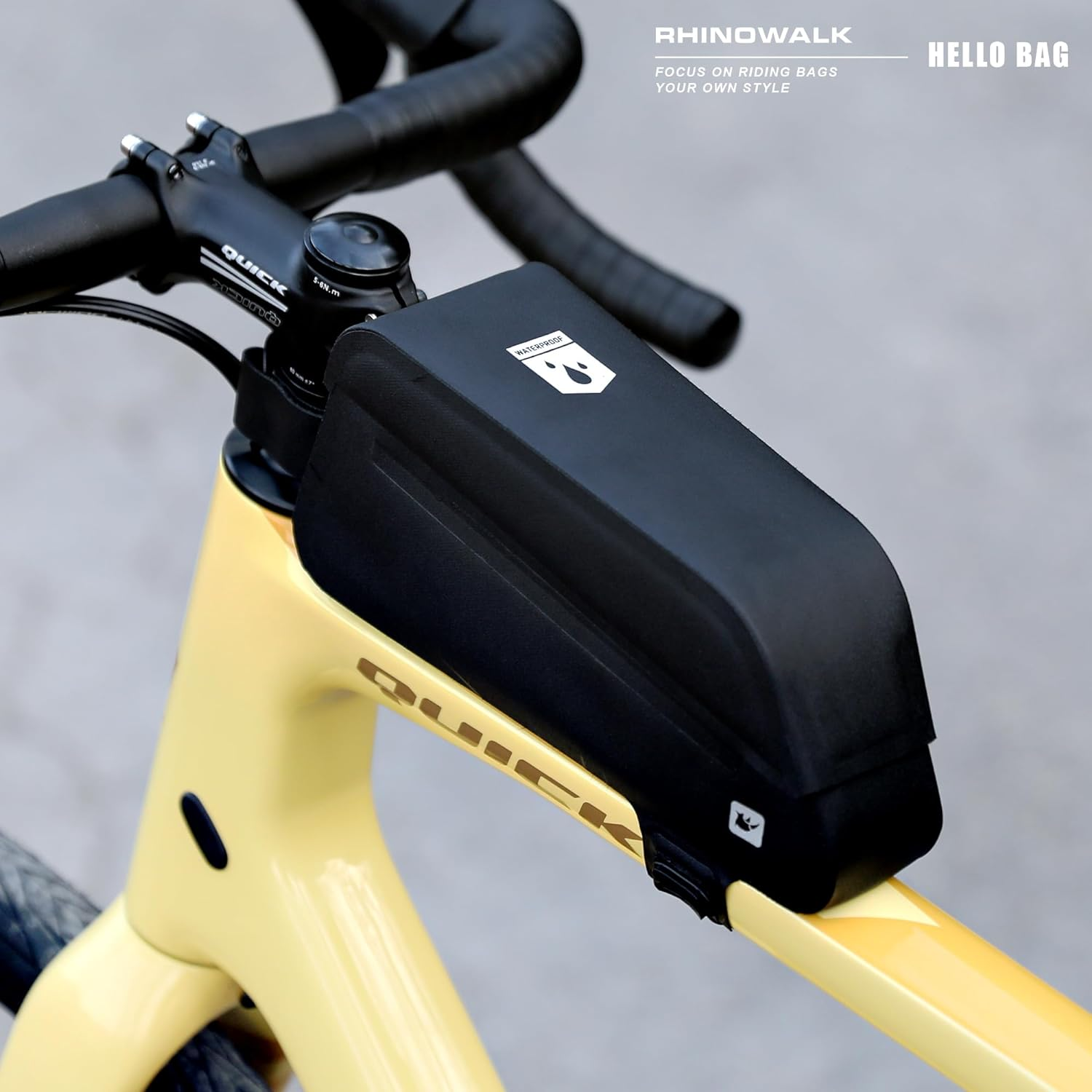 Rhinowalk Bike Top Tube Bag Bike Frame Bag Fully Waterproof and Stable Bicycle Frame Bag Bicycle Bag Professional Cycling Accessories for Mountain Road Bike-Black image number 5