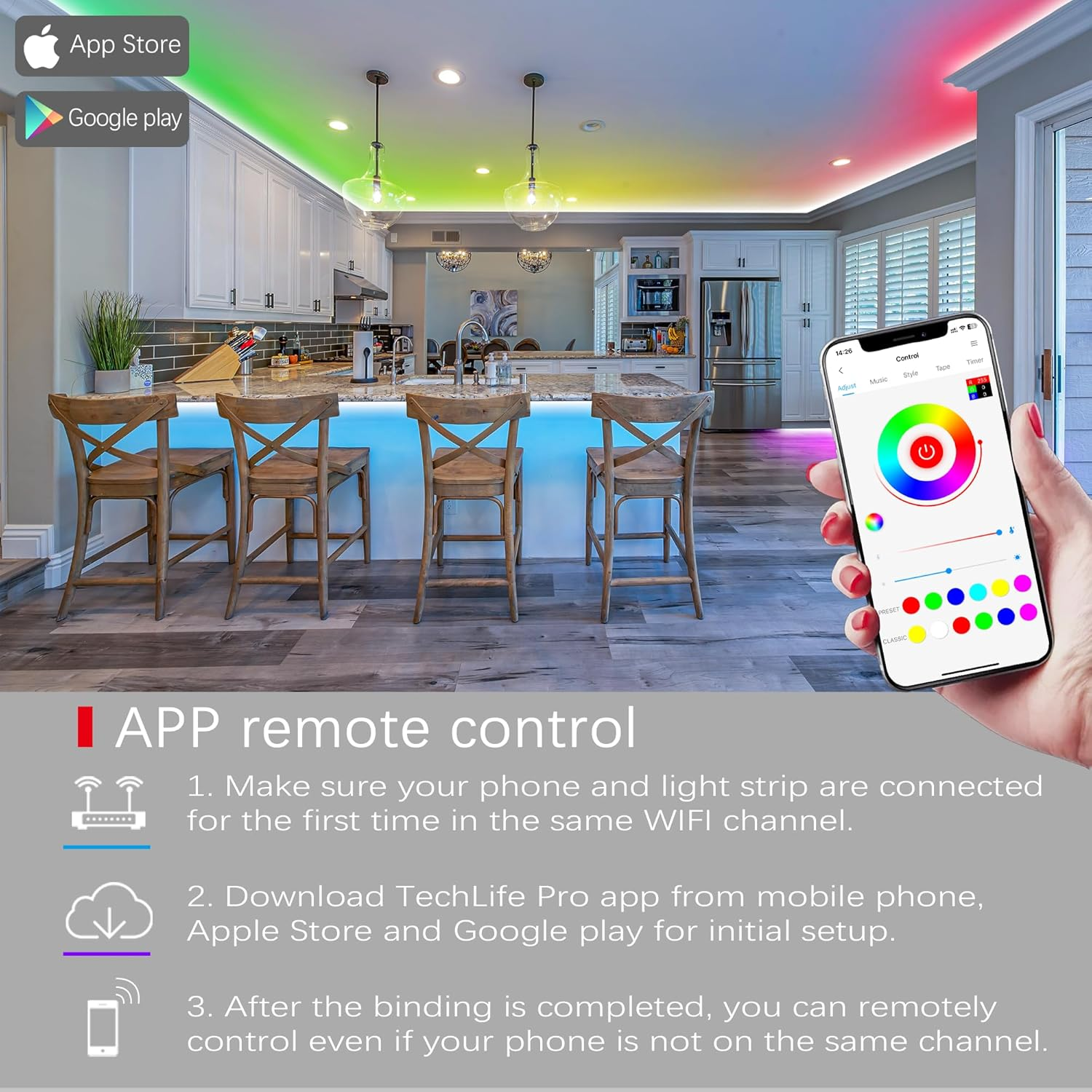 Cozylady Wifi LED Strip Lights 15M(2Rolls of 7.5M), Smart RGB Light Strips Compatible with Alexa, Google Home, APP Control,Music Sync RGB Lights for Bedroom Children'S Room Party Decor Gift