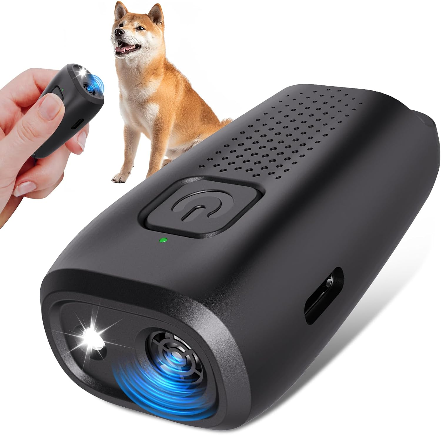 Dog Bark Deterrent Devices, Ultrasonic anti Barking Device for Dogs with Strobe LED Lights, Dog Barking Control Device Silencer Rechargeable, Bark Guard for All Breeds Indoor Outdoor Use