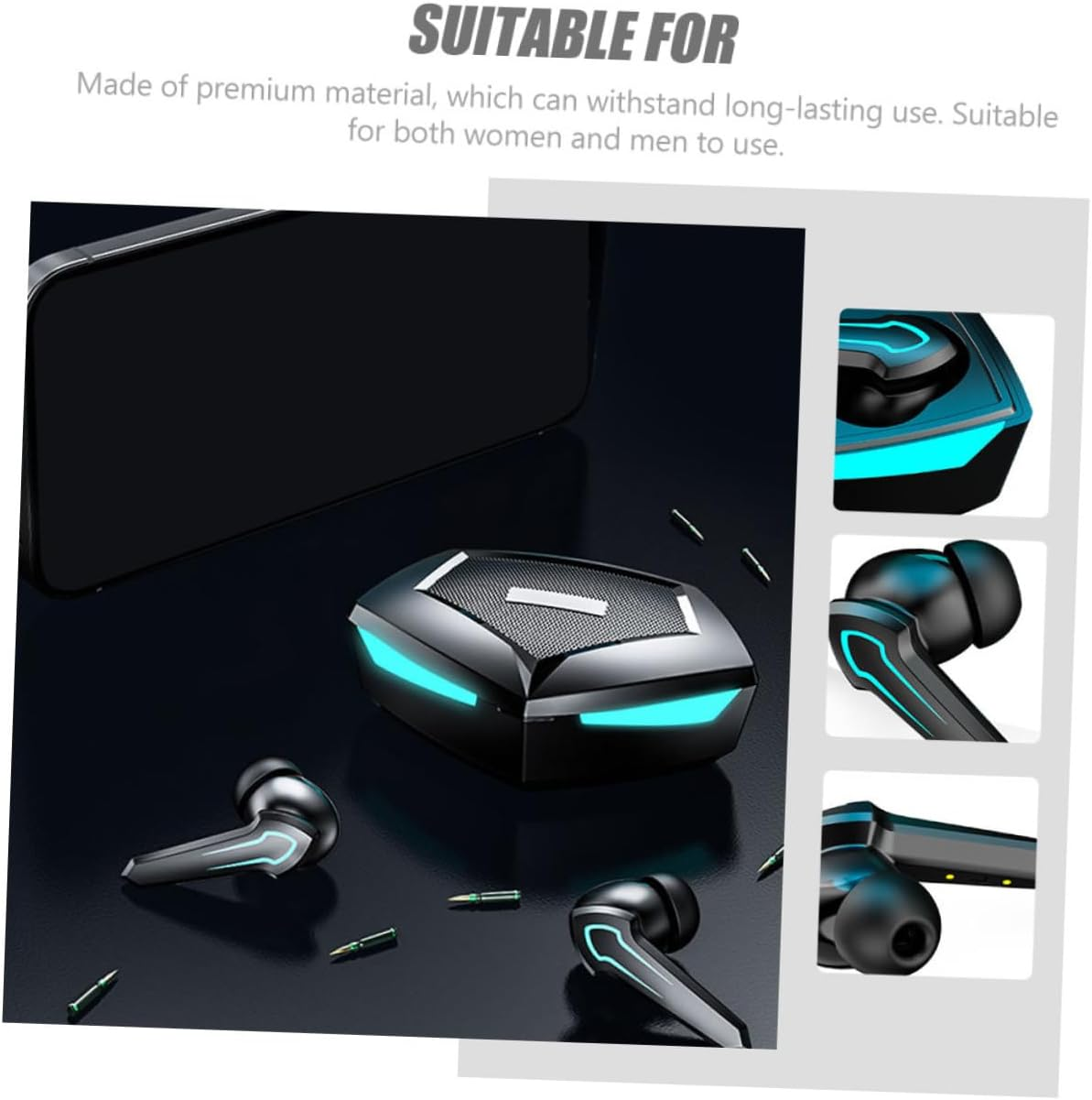 TEHAUX Wireless Headset for Sports Earphones Lightweight Wireless Headphones Microphone for Outdoor Wireless Headsets and Active Lifestyle