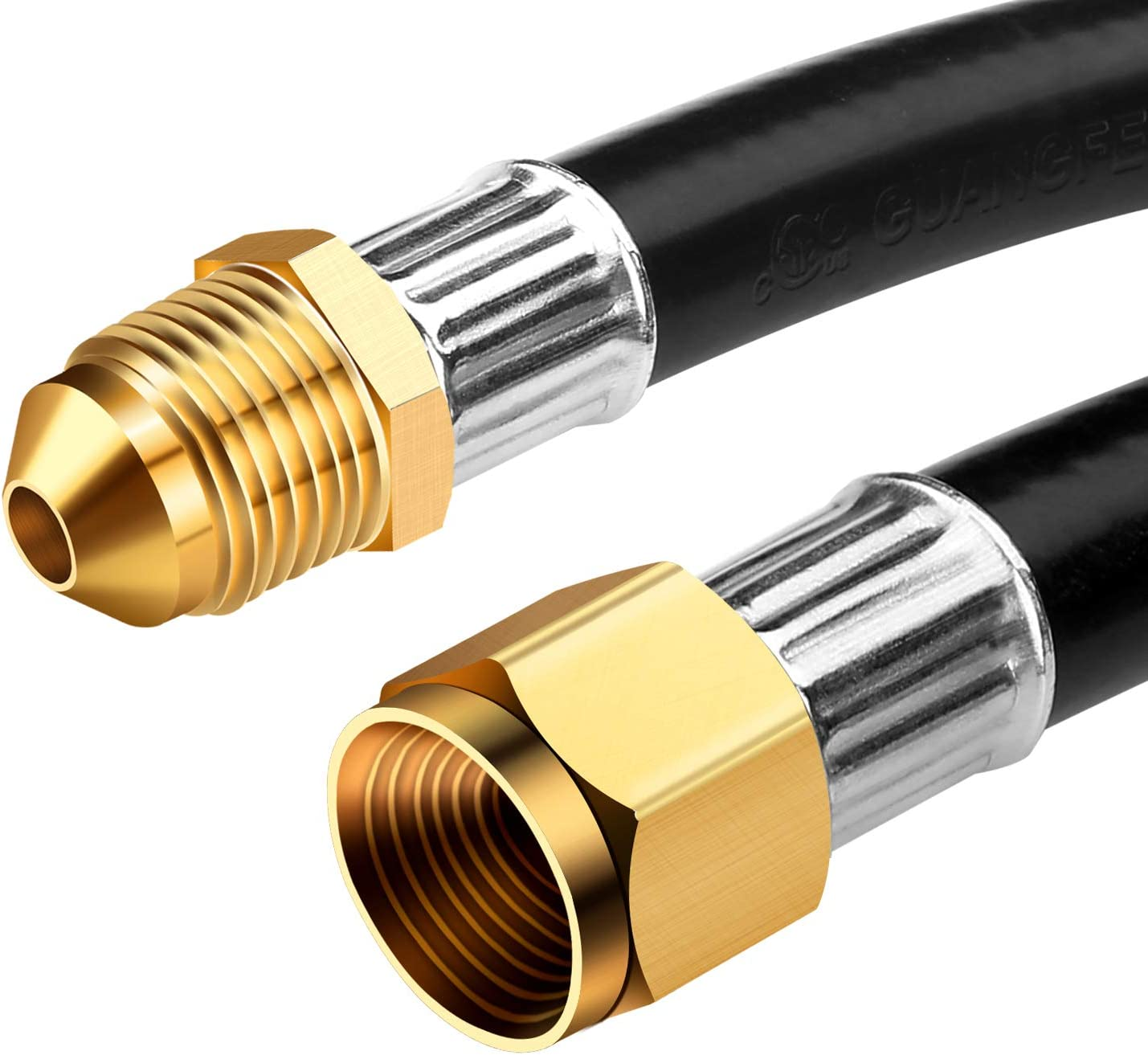 WADEO 12FT Propane Extension Hose, 3/8 Inch Female Male Flare Fitting, Long Propane Gas Line Hose for Gas Grill, RV, Turkey Cooker, Propane Fire Pit, Heater, Generator, Gas Grill and More image number 1