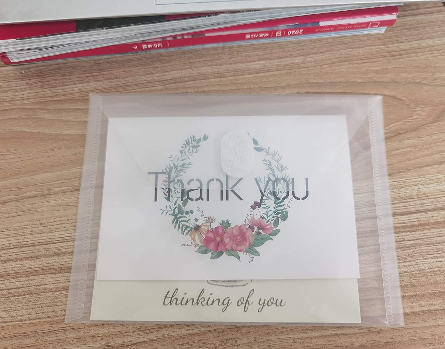 5X7 Small Plastic Envelopes Hook Loop Closure Receipt Storage Holder 80 Pack (Clear-80 Pack) image number 2