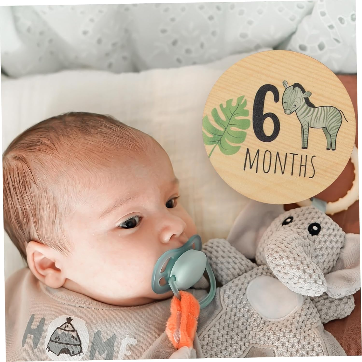 7Pcs Newborn Name Signs Wooden Milestone Cards Birth Announcement Photo Props image number 3