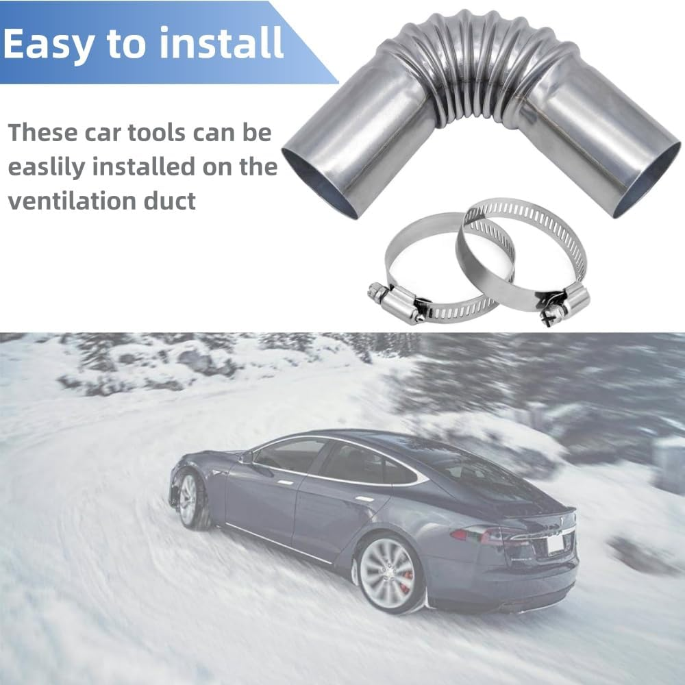 Silver Stainless Steel Exhaust Hose 25Mm Windproof Cap Gas Water Heater Air Diesel Parking Heater Exhaust Pipe Tube Elbow Connector for Diesel Boat Heater（2Pcs） image number 2