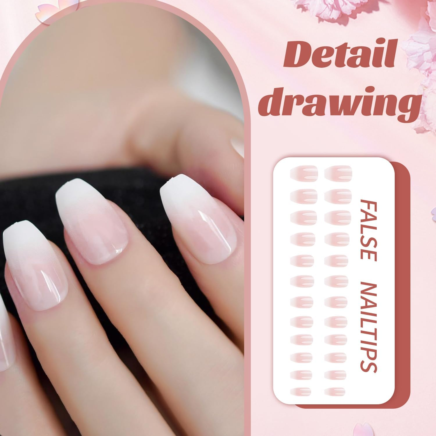 24Pcs Kiss Kiss Nails French Tip False Nails Press-On Short Stick-On Daily Wear image number 1