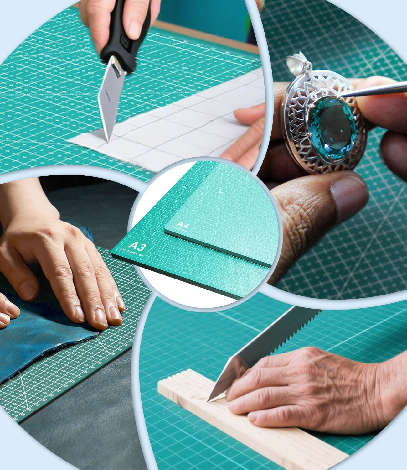 Tyniffer Cutting Mat Self Healing 2Pcs - A3 & A4 Quilting Cutting Mat for Sewing, Circut, PVC, Model, Crafts, Scrapbooking, Fabric & Hobby Project - Premium Double-Sided Grid Cutting Board Precise Cut image number 1