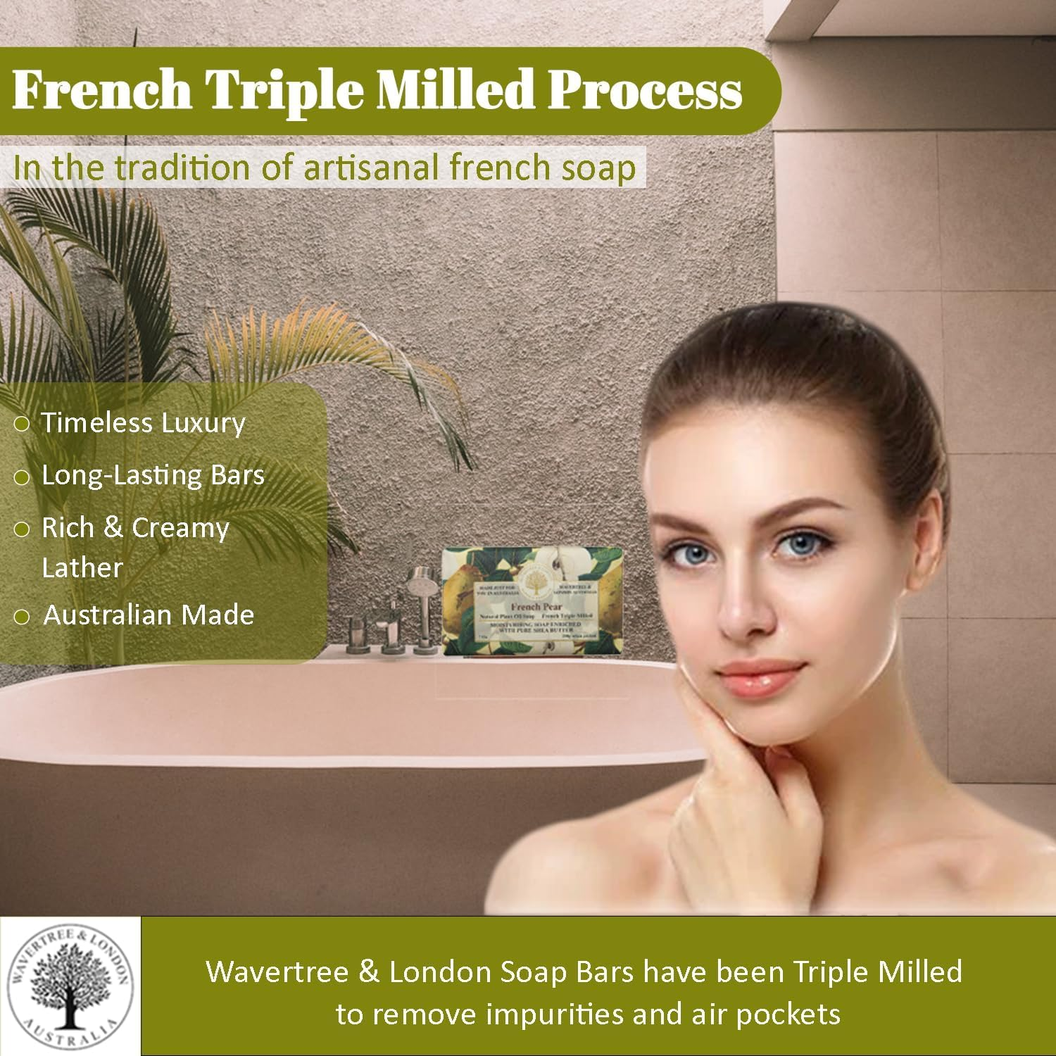 Wavertree and London French Pear Soap Bar 200 G image number 5