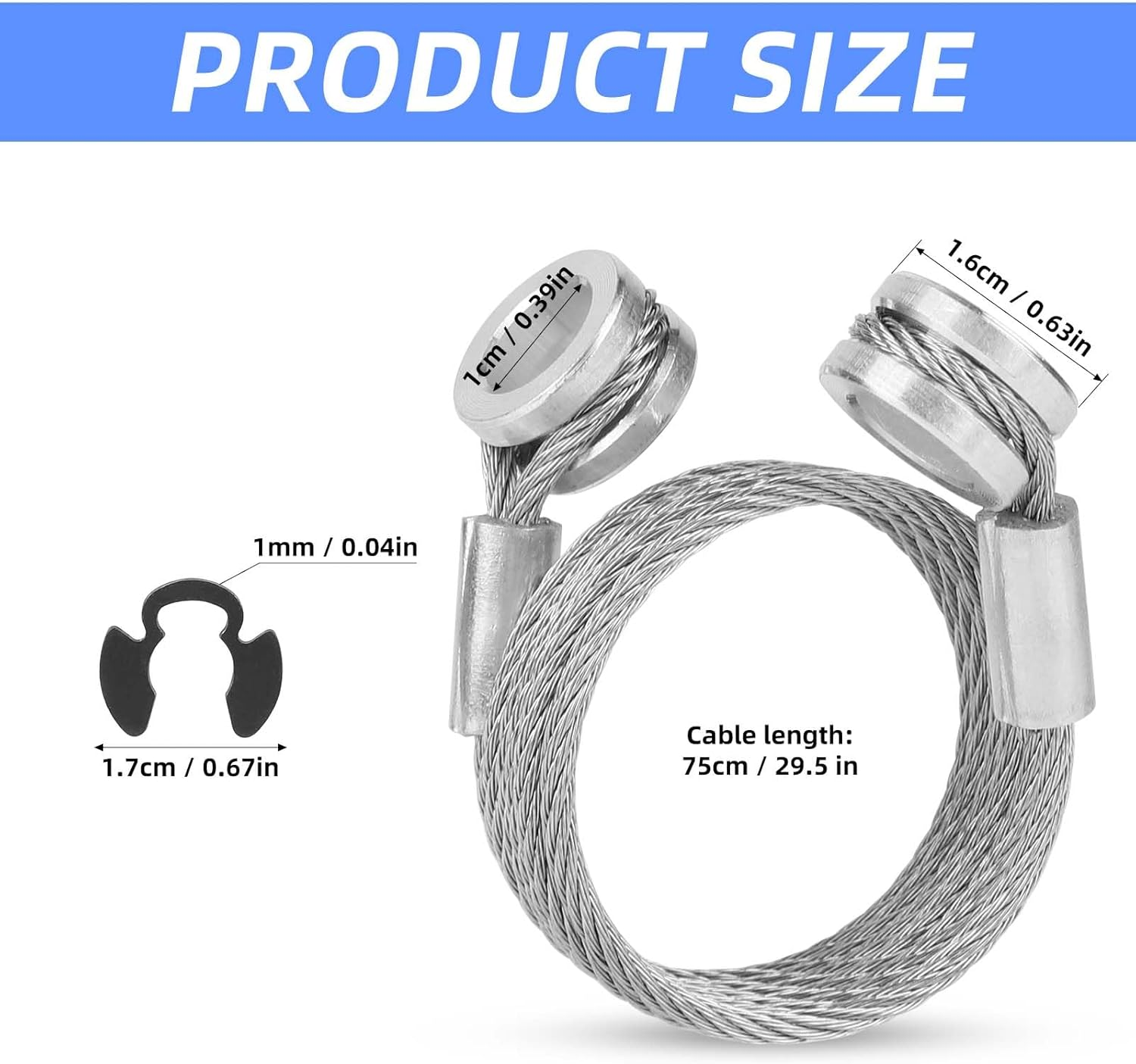2Pcs Hood Control Cable with 8Pcs Circlips, Hood Release Latch Cable Replacement for Peterbilt 357/375/377/378/379 (1987-2010), Replaces Parts Accessories HLK2047 L92-6000-0718 924-5402 image number 4