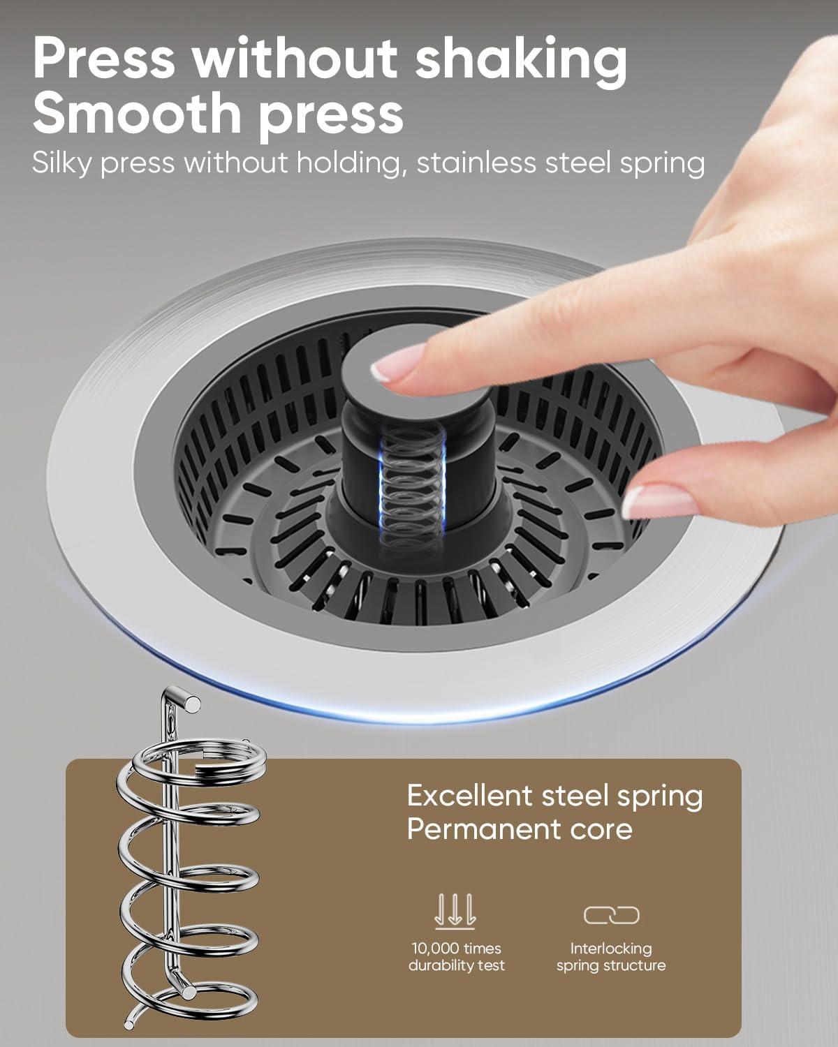 2 Pcs Kitchen Sink Drain Strainer and Stopper Combo, 3 in 1 Stainless Steel Pop-Up Sink Stopper & Drain Strainer for Standard Drains, Ideal Sink Protectors for Kitchen Sink image number 2