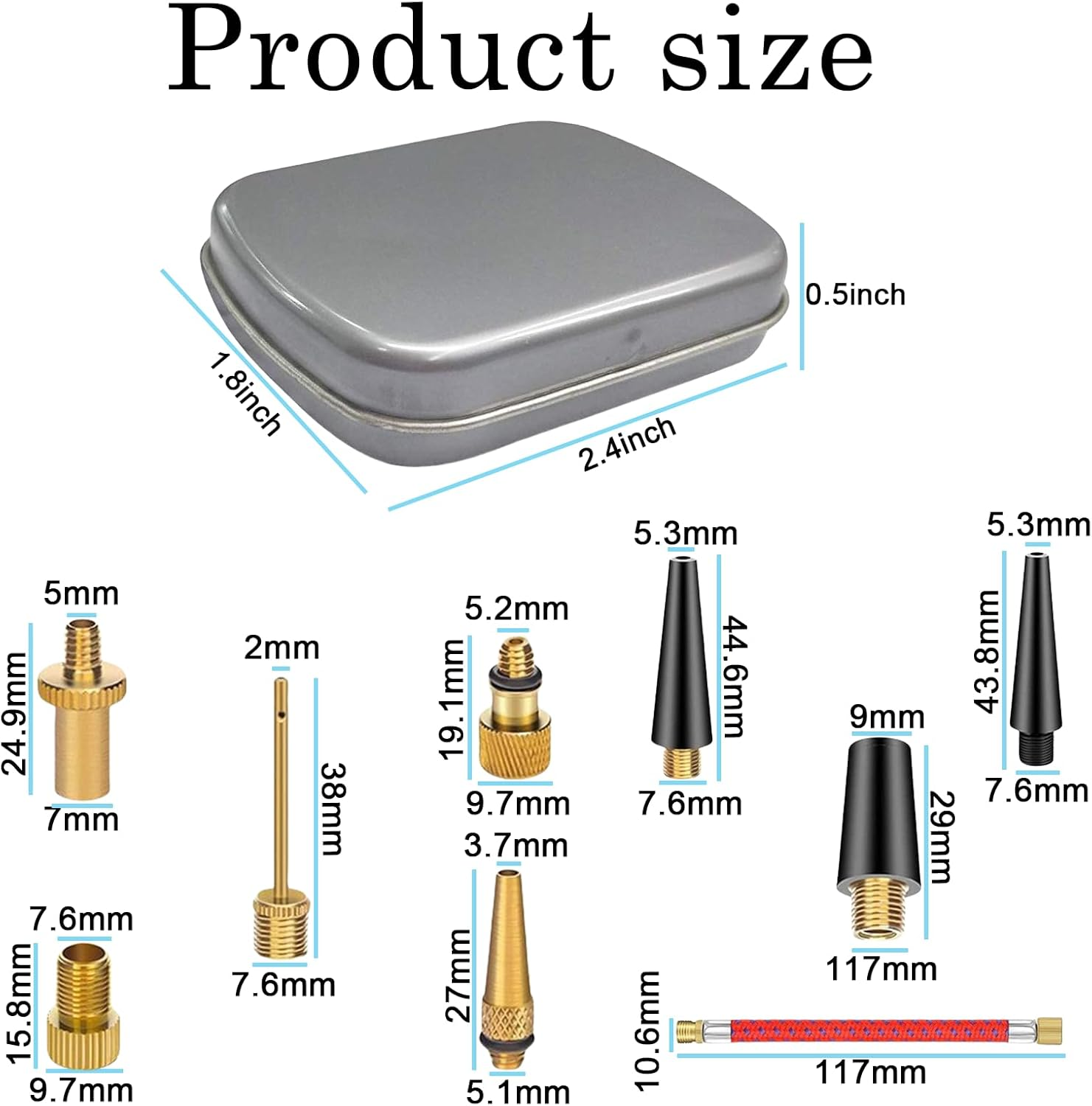 19 Pcs Ball Pump Needle Set - Bicycle Valve Adapter (DV/AV/SV) Air Pump Accessory Kit for All Bike, Sports Ball & Inflatable Equipment image number 3