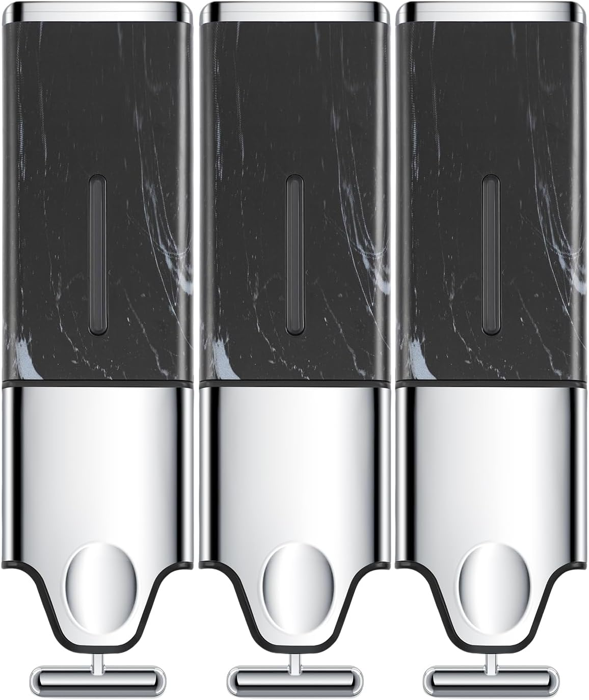 EHORIA 3-In-1 Quadrate Dispensers for the Shower, Shower Soap, Conditioner, Shampoo, No Drilled Wall Mounted, Black