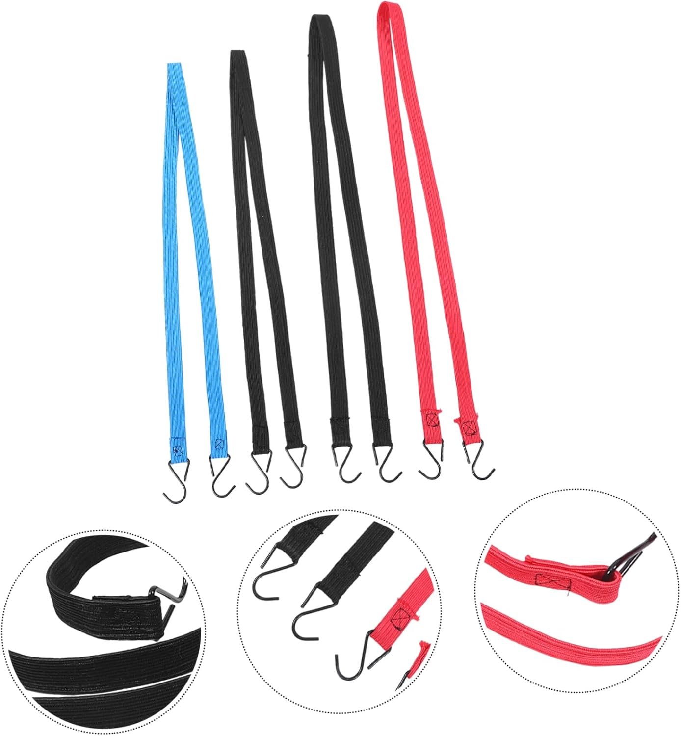 Hoement 4Pcs Elastic Luggage Straps Bungee Cords Hooks Flat Tie down Ropes for Random Color image number 6