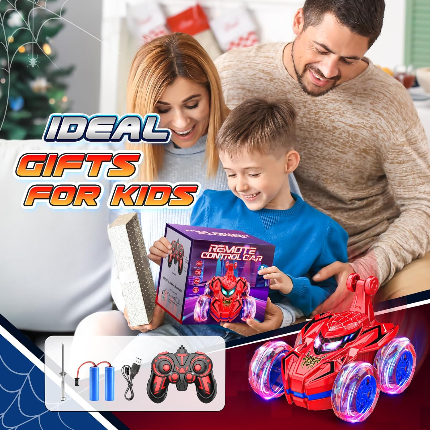 Spider Remote Control Car for Kids, Vingtank Stunt Car Boys Toys Age 3-9 RC Car for Kids 3 4 5 6 7 8 9 Year Old Christmas Birthday Gifts for Boys 3-5 Years Old Girls image number 3