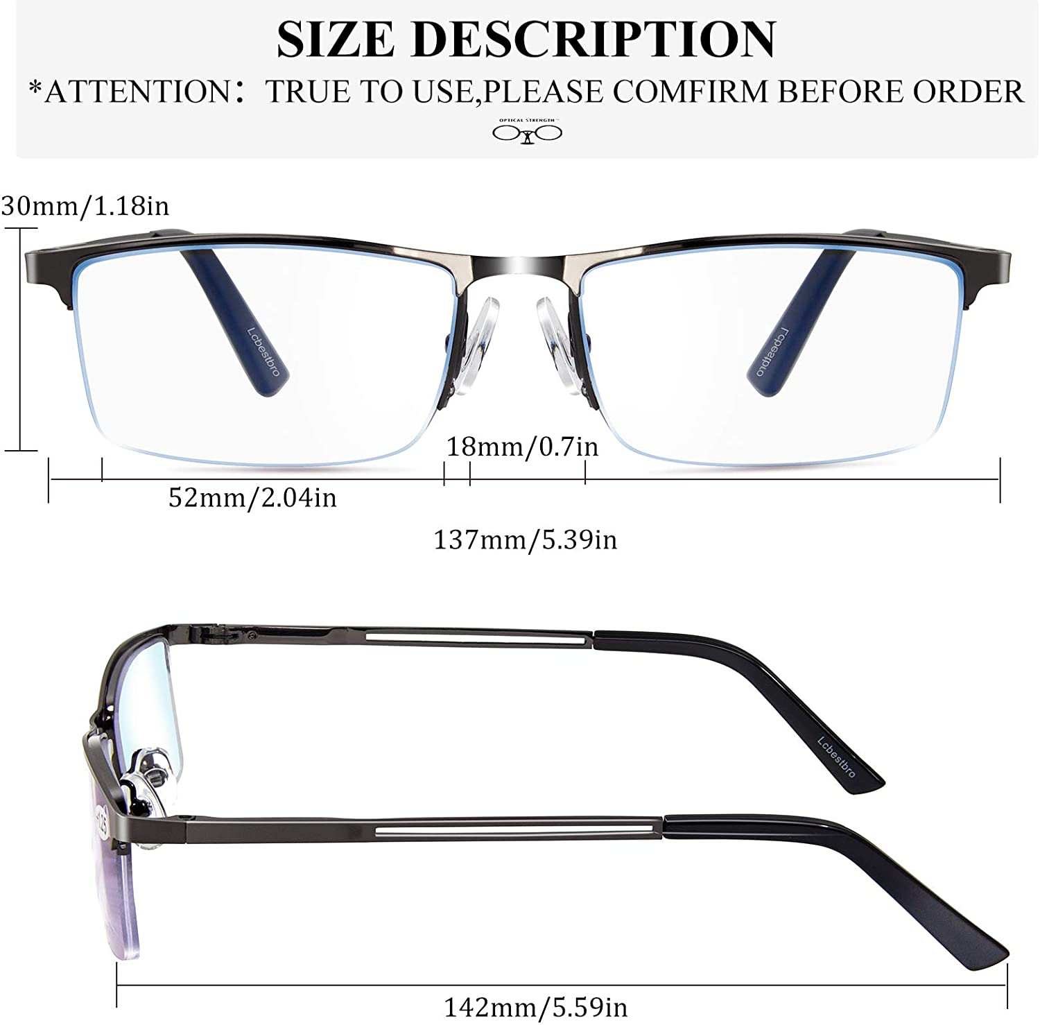 3 Pack Reading Glasses for Men, Metal Frame Blue Light Blocking Reading Glasses image number 4
