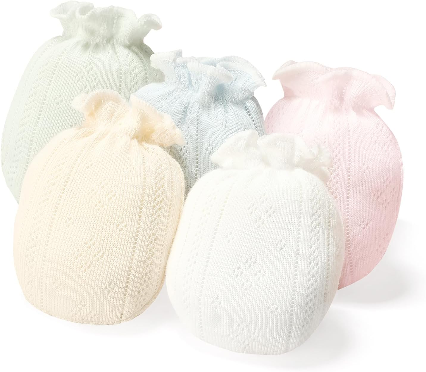 MOMSMENU Newborn Mittens No Scratch 100% Cotton Mitts Baby Mittens 0-6Months 5 Packs image number 1