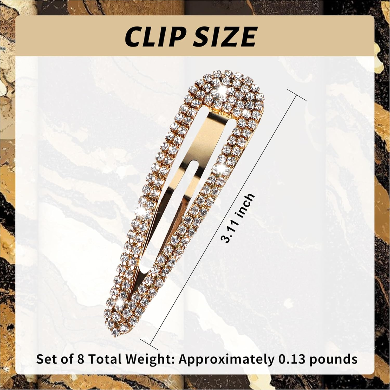 LOSANJI 8PCS Rhinestone Hair Clips, Water Drop Crystal Hair Barrettes, Bling Metal Snap Duckbill Hairpins Sparkle Hair Pin, Glittering Hair Accessories for Women Girls-Color, Gold, Silver, Black - Color, Gold, Silver, Black image number 4