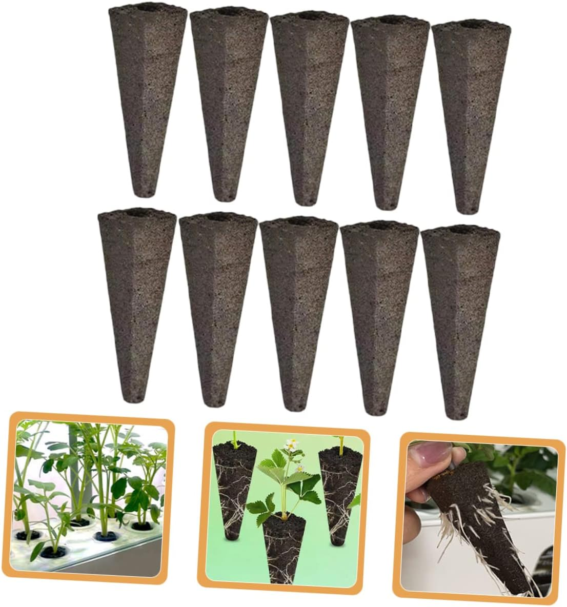 MERRYHAPY 10Pcs Hydroponic Grow Sponges Cone Shape Soilless Cultivation Supplies Easy Installation Strong Water Absorption Gardening Tools for Vegetable Plants image number 2