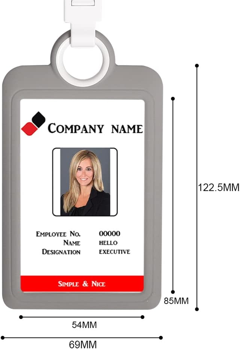 Badge Holder Silicone Horizontal ID Badge Card Holder with Lanyard Neck Strap Heavy Duty ID Card Business Card Offices Supplies Vertical &hellip; image number 2