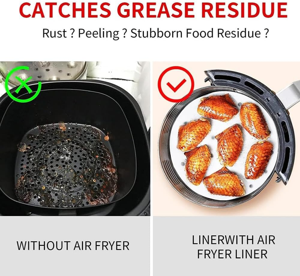 200 Pcs Air Fryer Liners, YIFARUBE 7Inch Bamboo Steamer Liners, Non Stick Perforated Parchment Sheets, round Bamboo Steamer Paper for Cake Pan Basket Baking Ovening image number 3