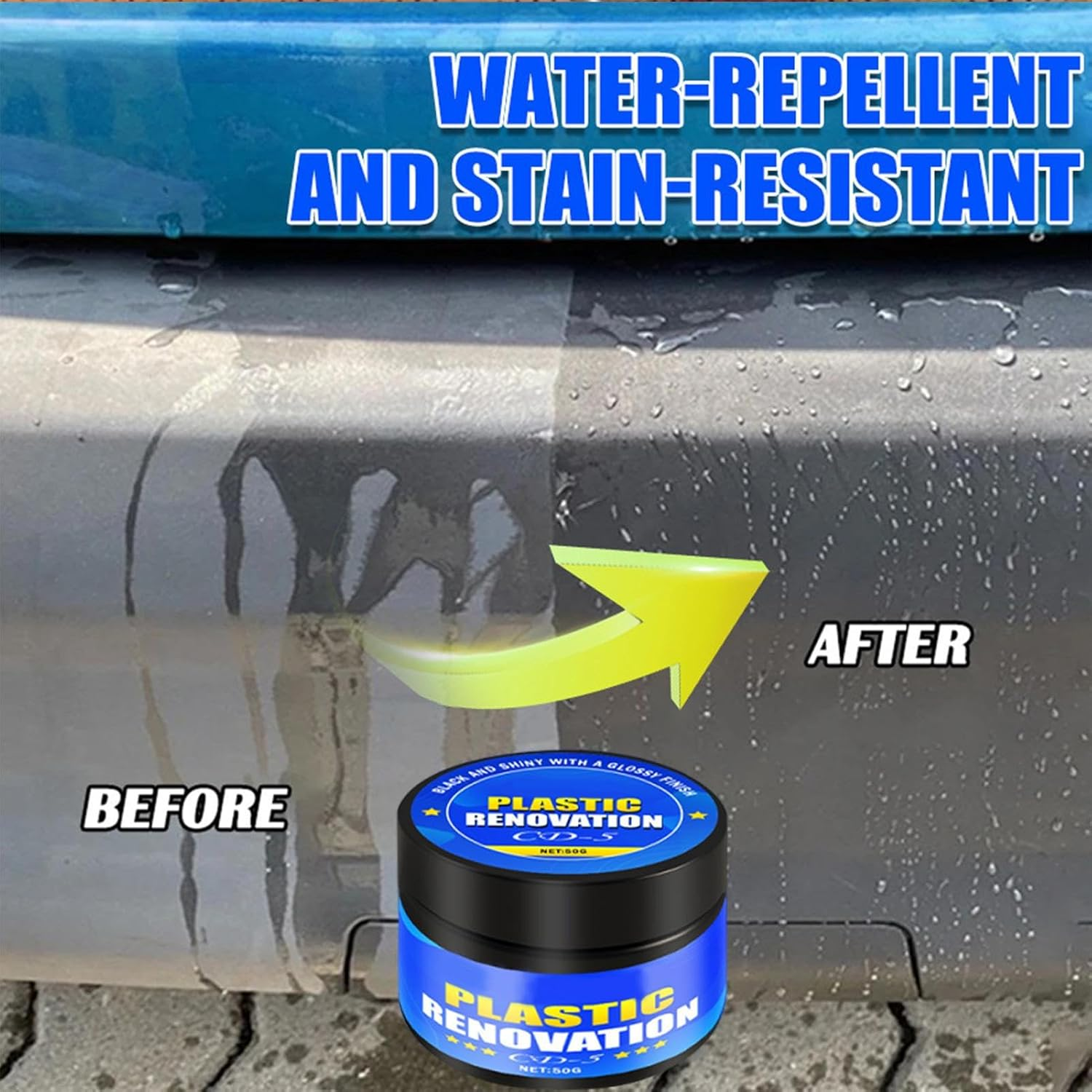 Ultimate Back to Black Plasticc & Trim Colour Restorer, 50G - Car Polish Cream with Sponge for Coating Long Lasting Metal Plating Parts Minor Scratch Dashboard Repair Vehicles Headlights image number 2