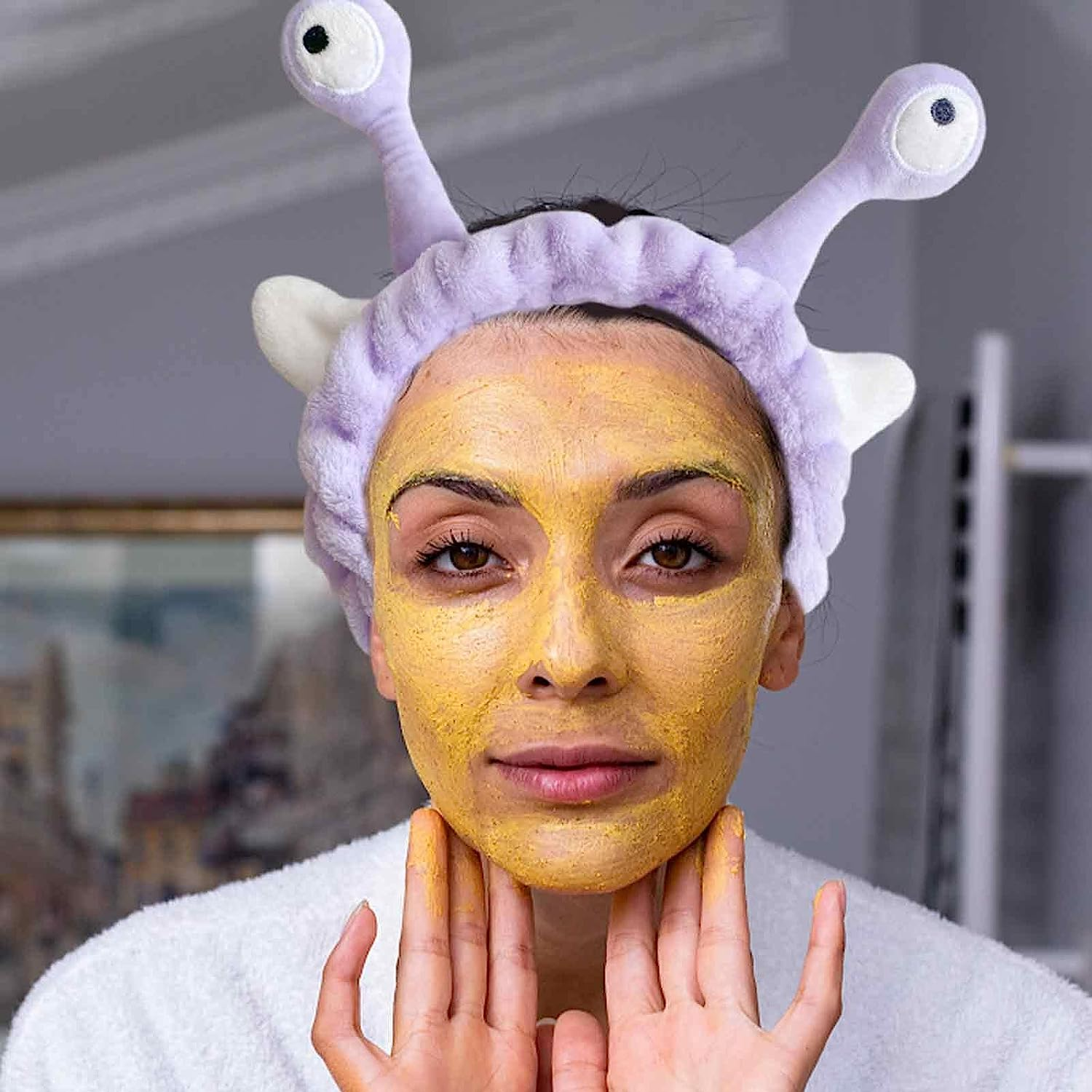 Face Wash Headband | Plush Snail Eyes Headband Spa Hair Bands | Elastic Skincare Head Band | Make up Headband Hair Accessories for Washing Face image number 6