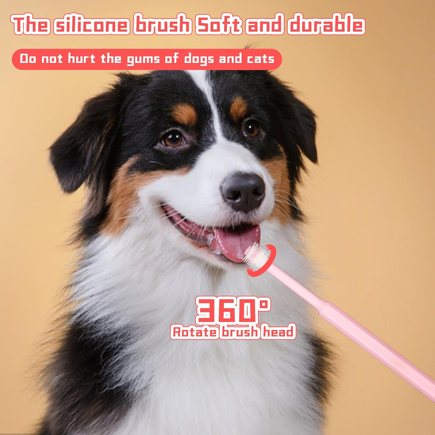 2 Pack Small Dog Toothbrush, 360 Degree Silicone Cat Toothbrush Pet Dental Care Dog Oral Hygiene Deep Clean Pet Teeth Cleaning Set Soft Bristles Fresh Breath Medium