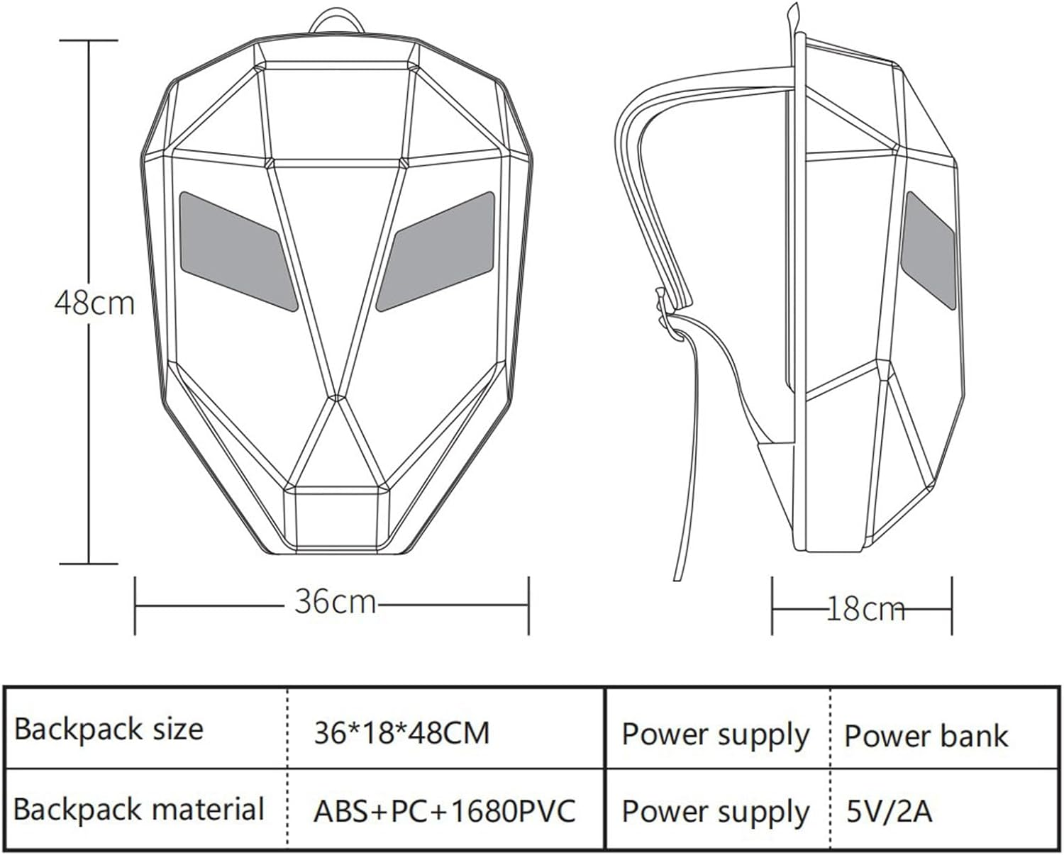 LED Knight Backpack, Large Capacity LED Backpack with Programmable Screen, Waterproof Motorcycle Backpack Hard Shell Laptop Backpack Motorcycle Riding Backpack for Travelling image number 4