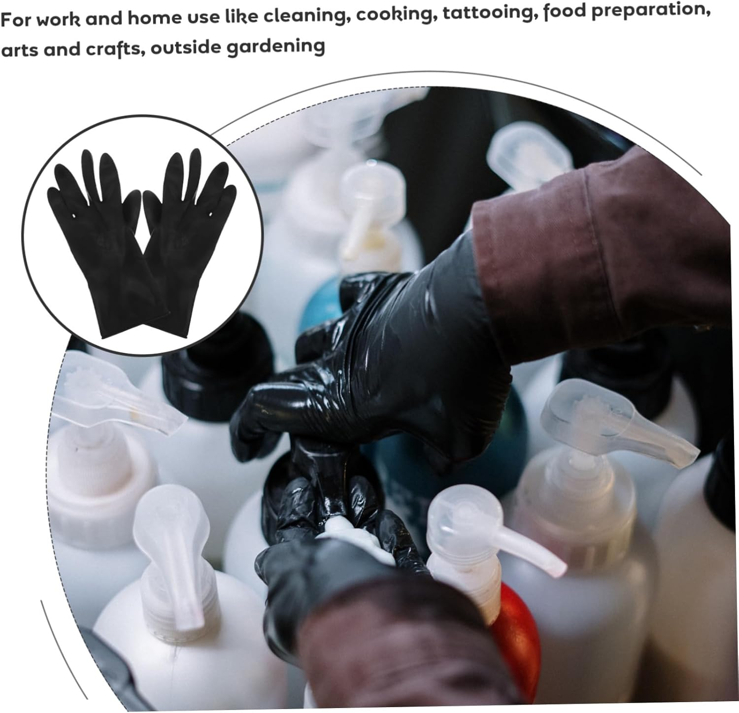 Healeved Hair Shampoo Gloves Hair Dye Glove 3 Pairs Size L Waterproof Washable Anti-Slip Premium Rubber Hairdressing Supplies for Salon and Home Use image number 6