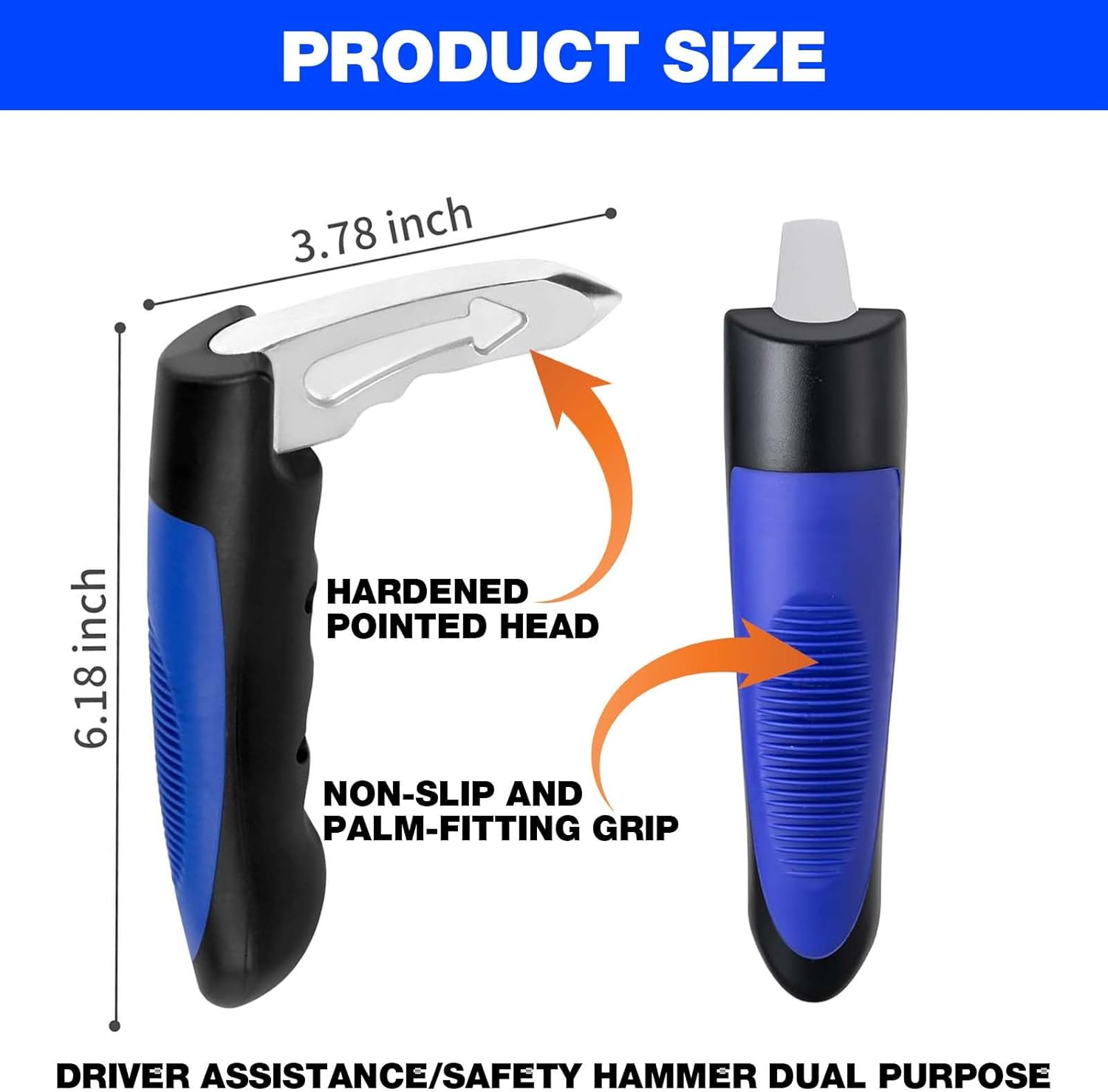 2 Pcs Car Door Assist Handle, 3 in 1 Multifunction Car Handle, Portable Seatbelt Cutter Window Breaker Emergency Tool, Door Latch Assist Grab for Elderly and Handicapped(Blue) image number 1