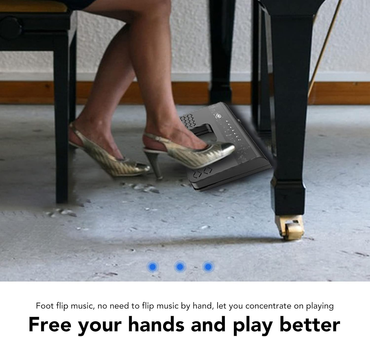 Wireless Page Turner Pedal, Bluetooths Silent Foot Pedal Page Turner for Ios for Android for Win, Rechargeable Wireless Multimedia Controller Key Switch for Tablet Smartphone PC