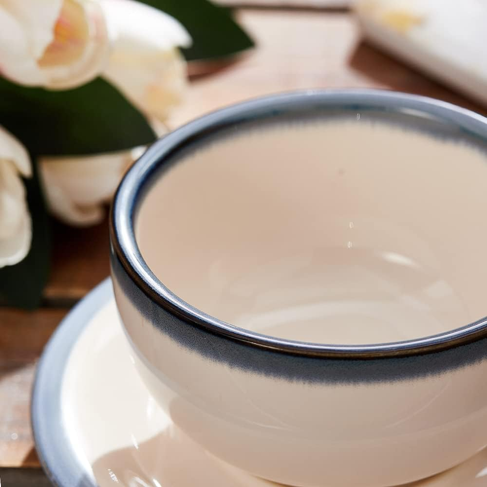 Coffeezone Vintage Design 12 Oz Ceramic Latte Art Cappuccino Barista Cup with Saucer (Beige) image number 3