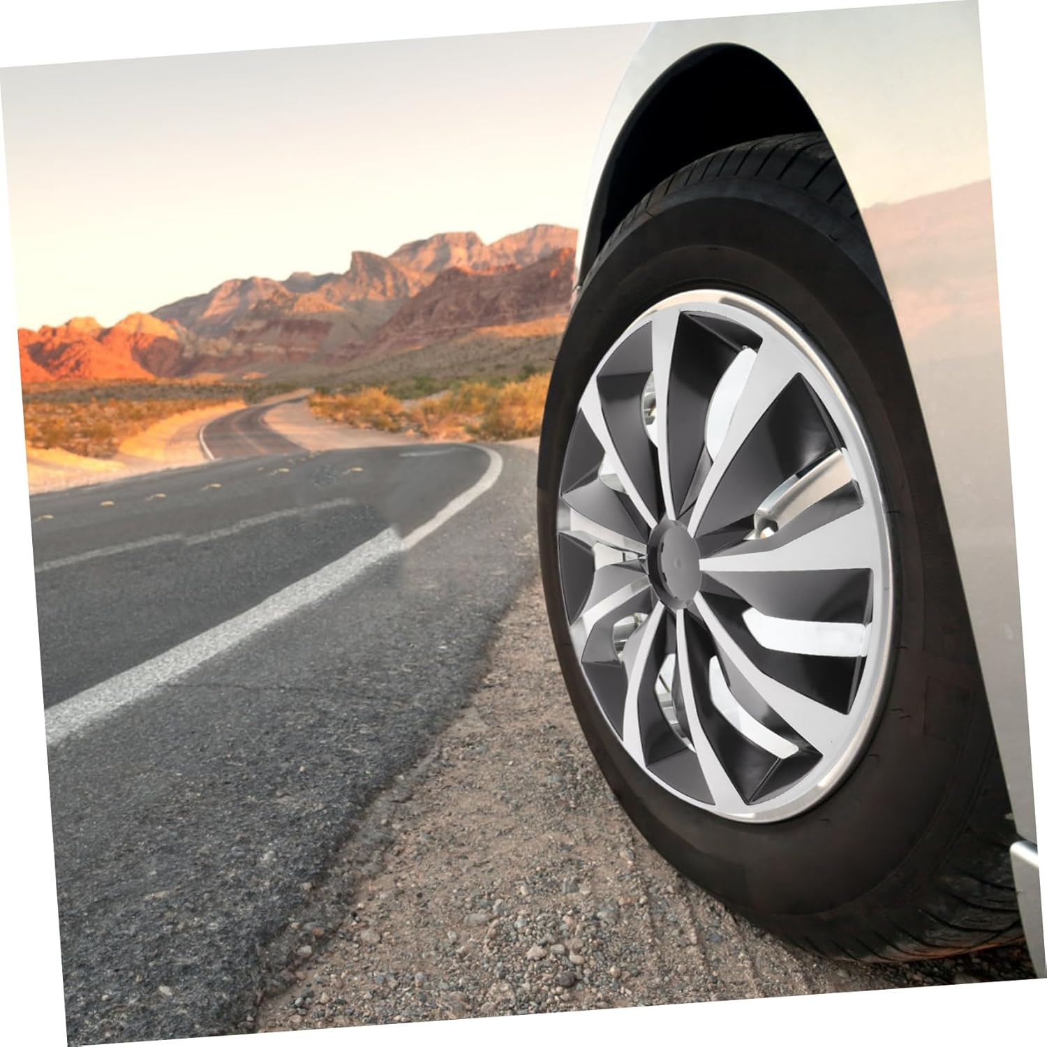 TINEASUR Universal 15-Inch Car Wheel Hubcap Replacement Tire Cover Decorative White Steel Rim Cap for Front Wheels, Vehicle Hubcaps Replacement Suitable for Cars image number 4