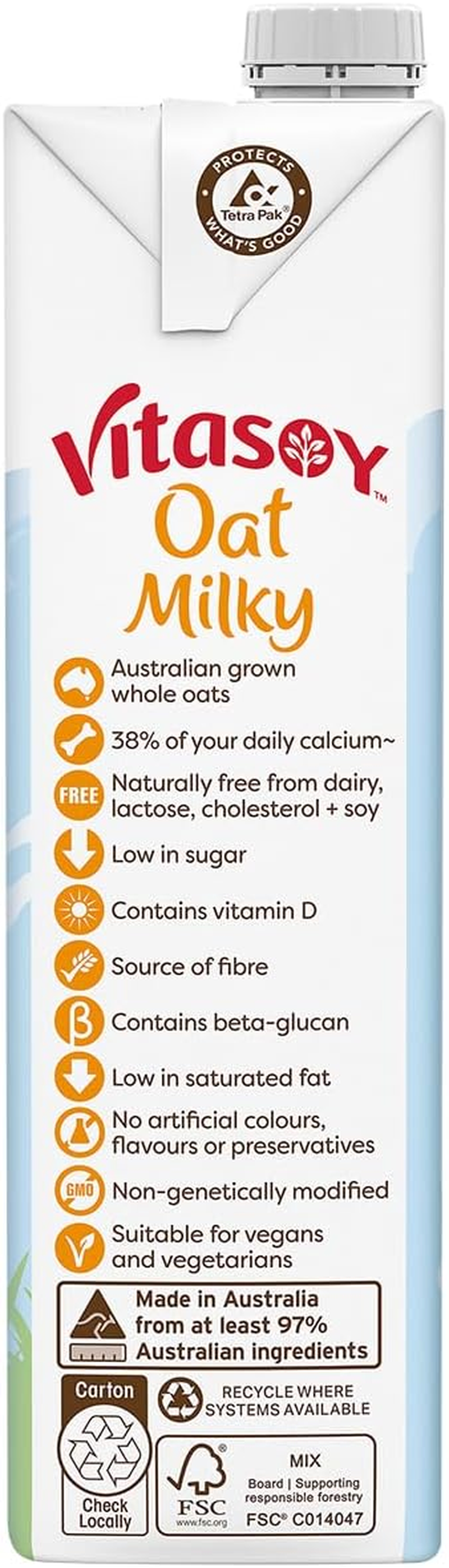 Vitasoy UHT Oat Milky, 1 Litre (Pack of 12) image number 4