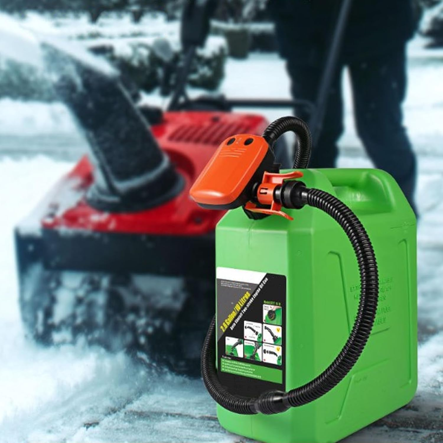 Automatic Fuel Transfer Pump, Flexible Intake Hose Fits Most Irregular Gas Cans for Gasoline Kerosene More, Fuel Transfer Pump with Automatic Stop Sensor with 3 Size Adapter