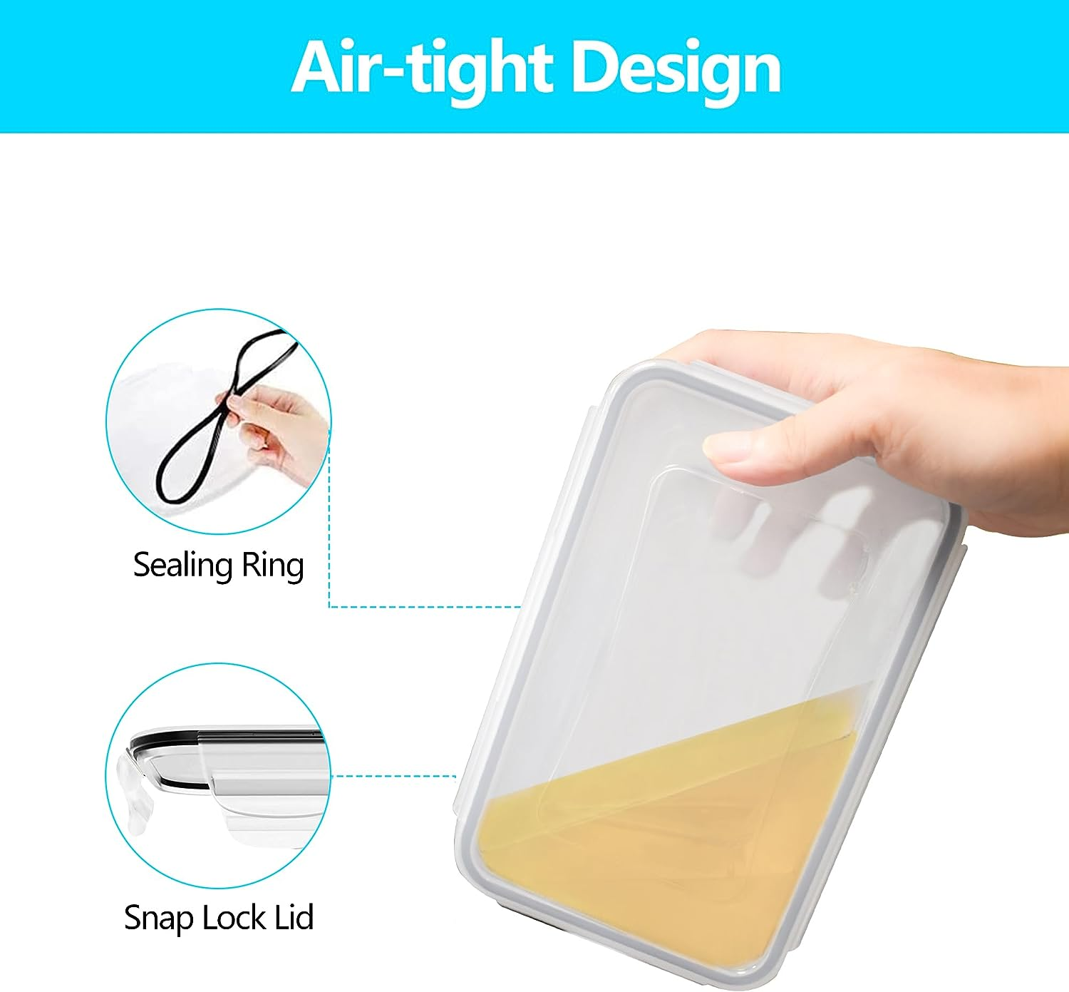 Airtight Food Storage Container Set, Fridge Pantry Organiser Ideal for Home & Kitchen Organisation - Meal Prep Containers Lunch Box -100% Leak Proof Lid (16) image number 2