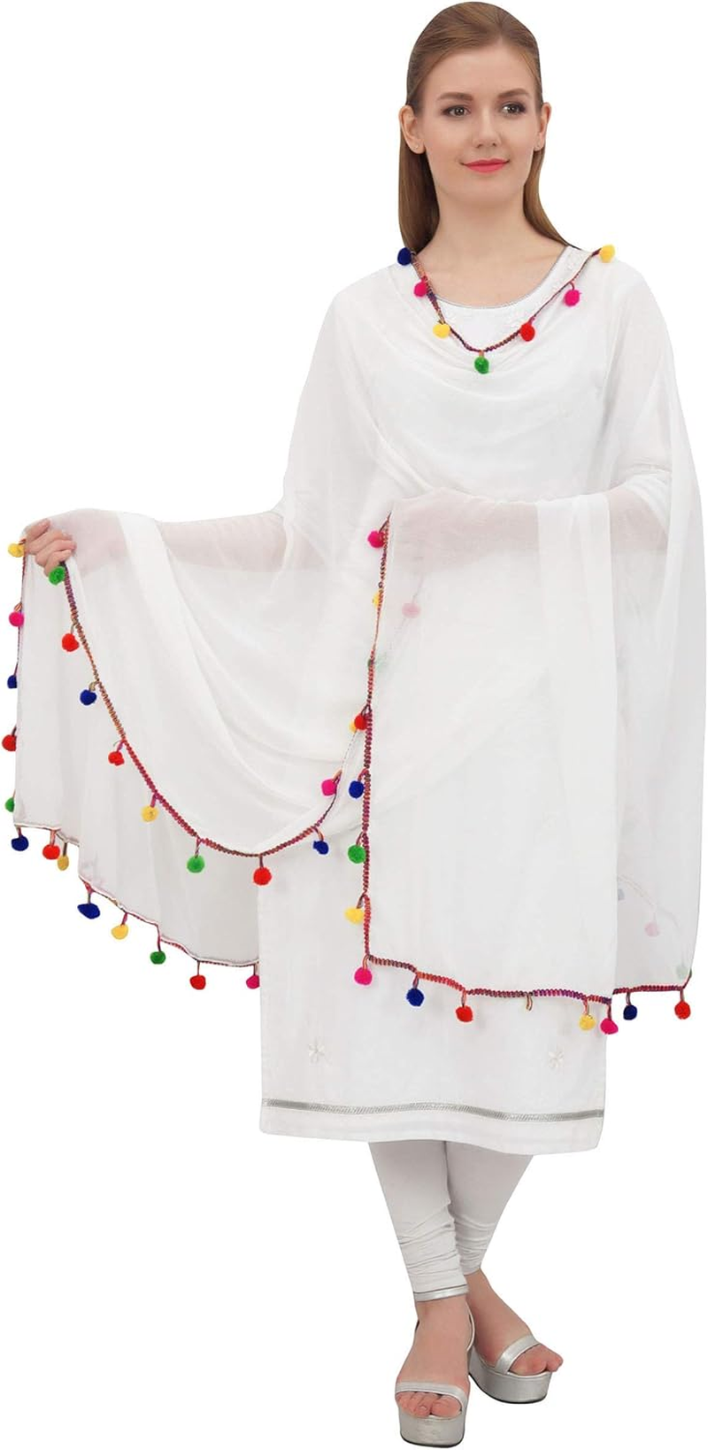 Phagun Women'S Designer Chiffon Dupatta Ethnic Chunni Wrap Long Stole - Black image number 2